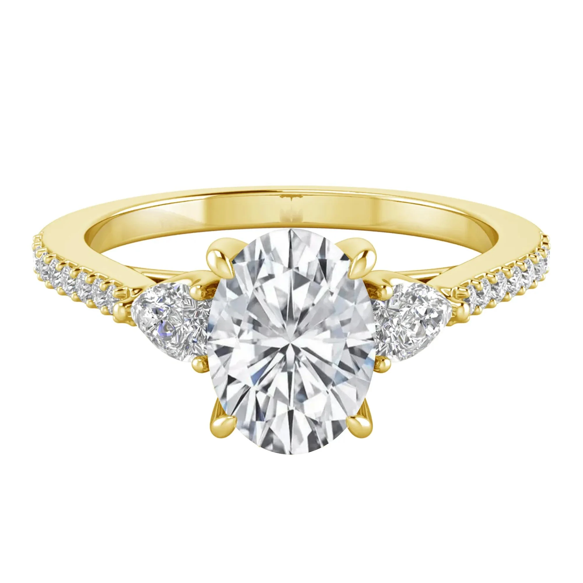 1 CT. Tw. Lab Grown Diamond Three-Stone Engagement Ring 10K Yellow Gold Size 7.5 1.5mm