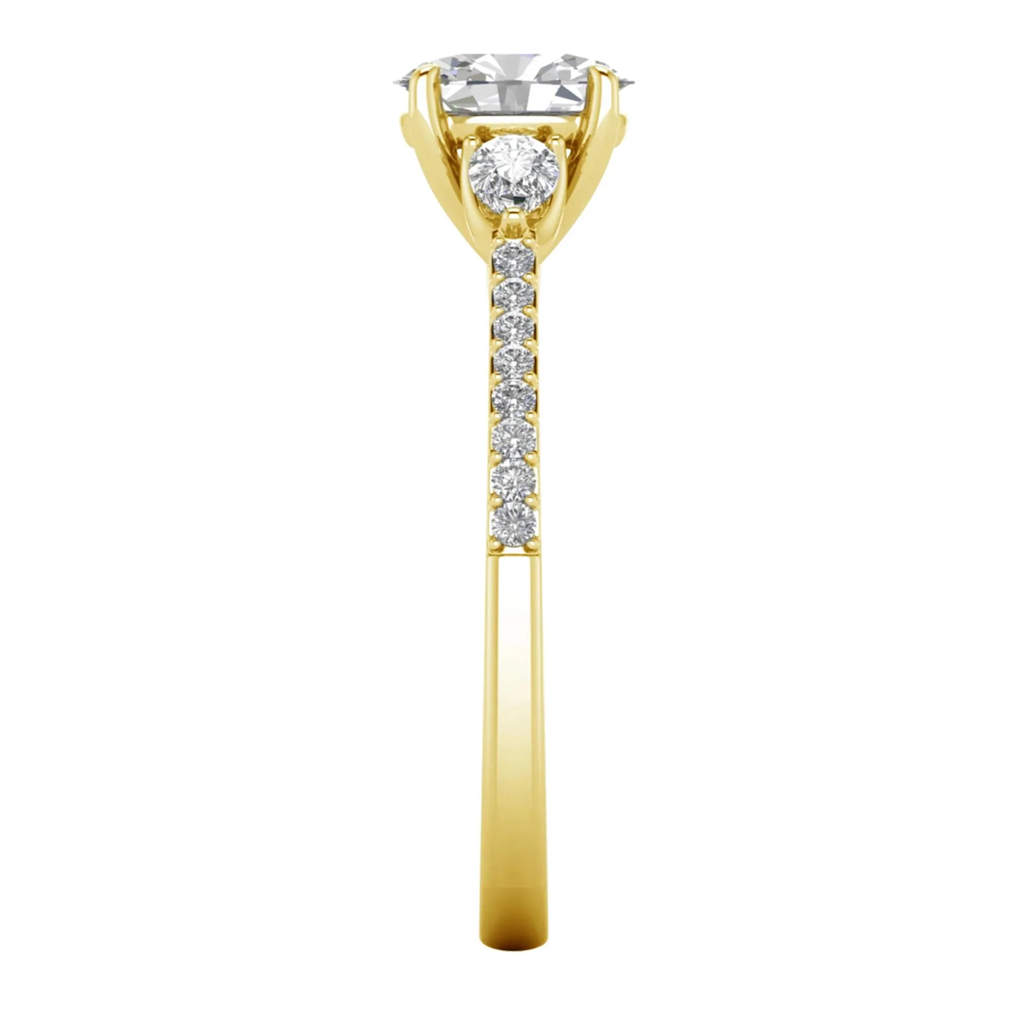 1 CT. Tw. Lab Grown Diamond Three-Stone Engagement Ring 10K Yellow Gold Size 7.5 1.5mm - Image 3