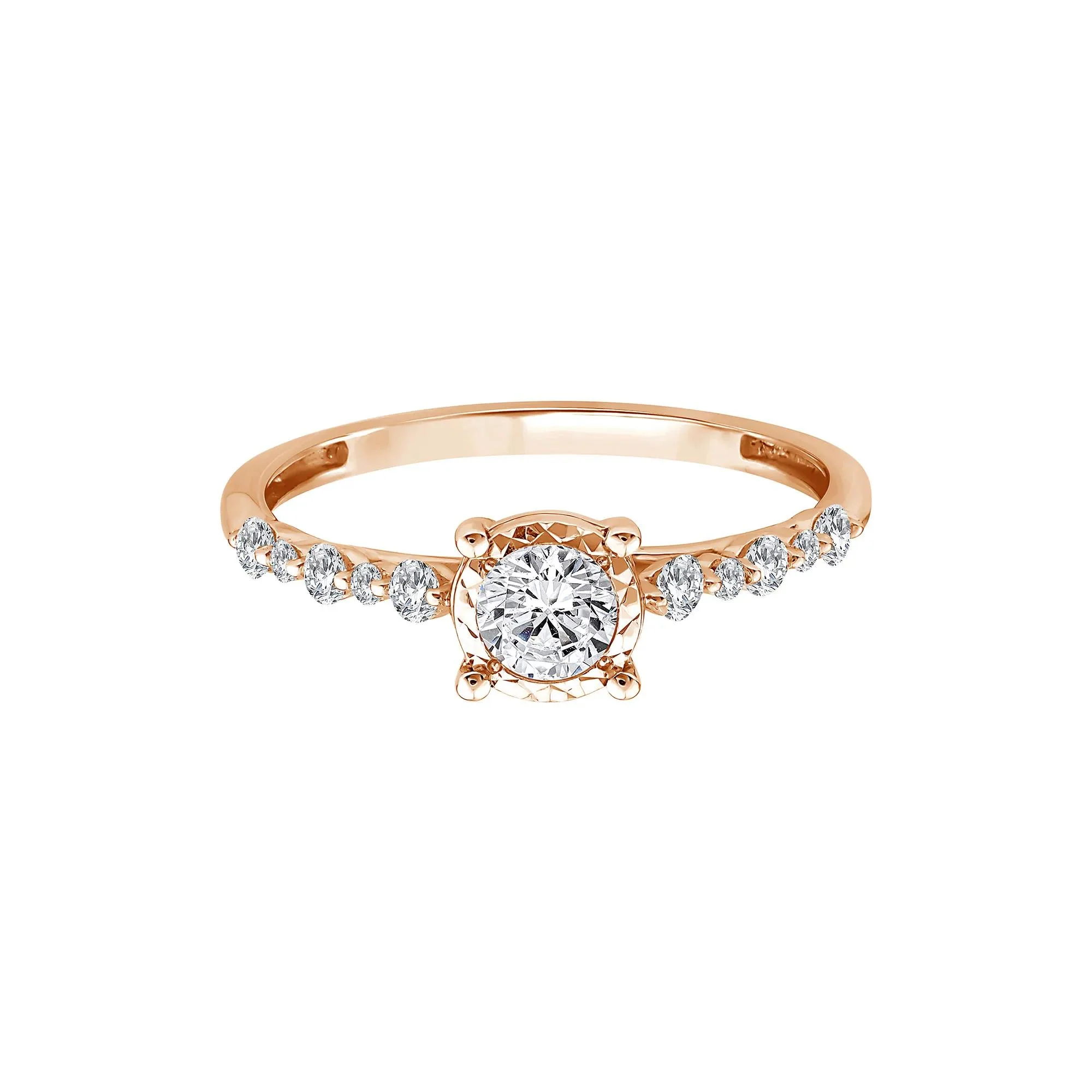 1/2 CT. Tw. Lab Grown Diamond Promise Ring 10K Rose Gold Size 9 1mm