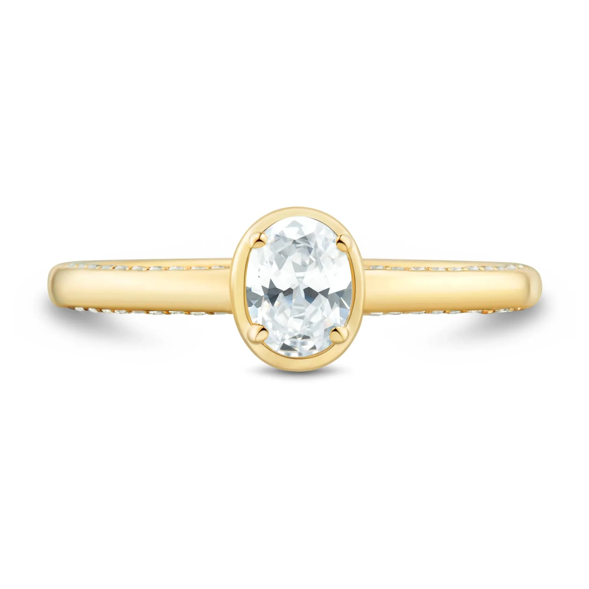 1/2 CT. Tw. Diamond Oval Engagement Ring 14K Yellow Gold Round Brilliant Cut Size 5.5 1mm
