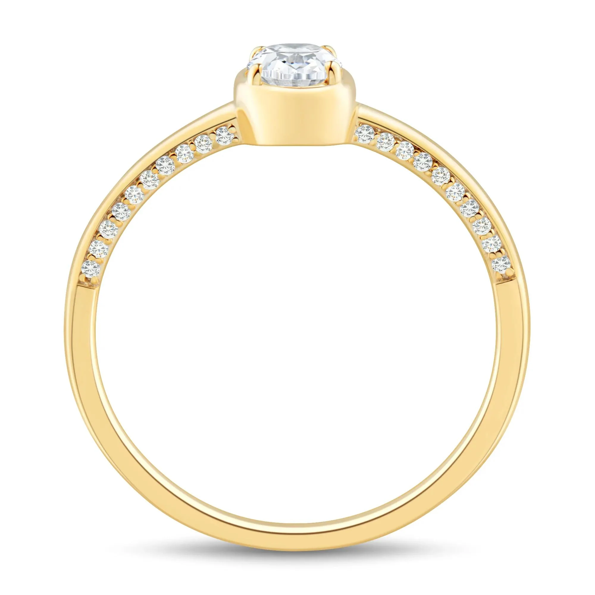 1/2 CT. Tw. Diamond Oval Engagement Ring 14K Yellow Gold Round Brilliant Cut Size 8.5 1mm - Image 2
