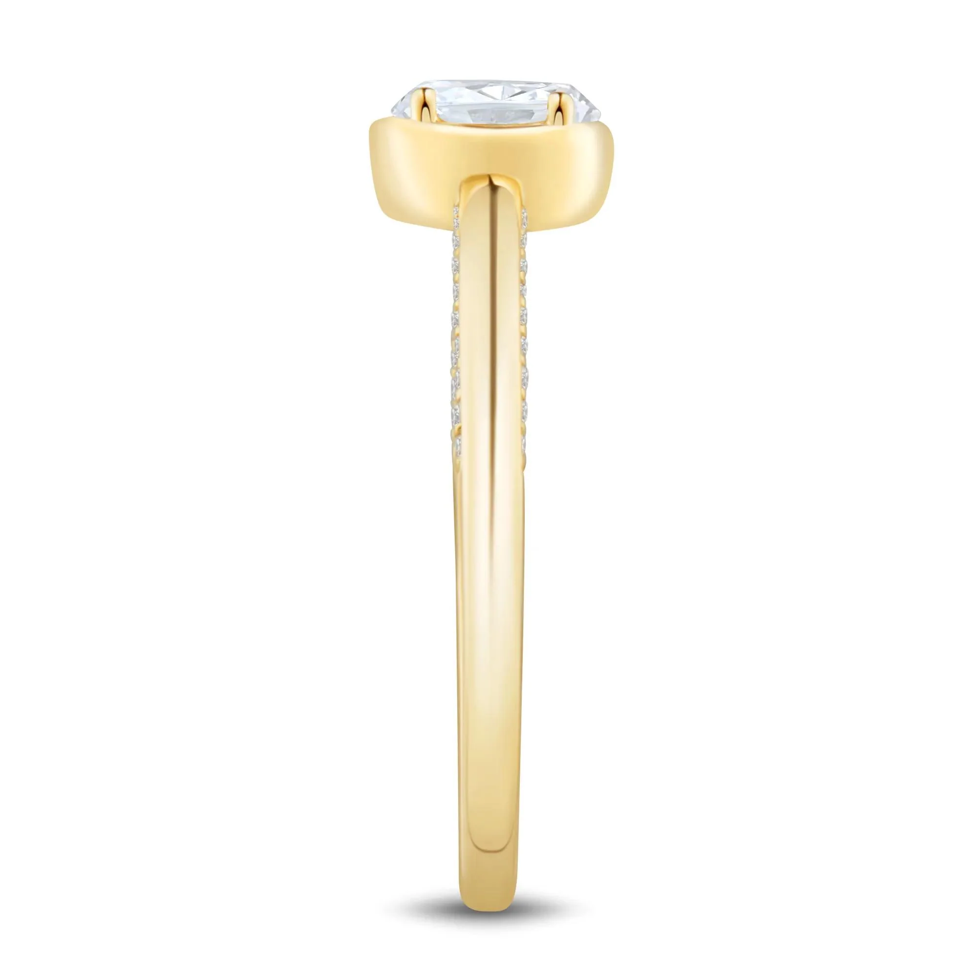 1/2 CT. Tw. Diamond Oval Engagement Ring 14K Yellow Gold Round Brilliant Cut Size 9.5 1mm - Image 3