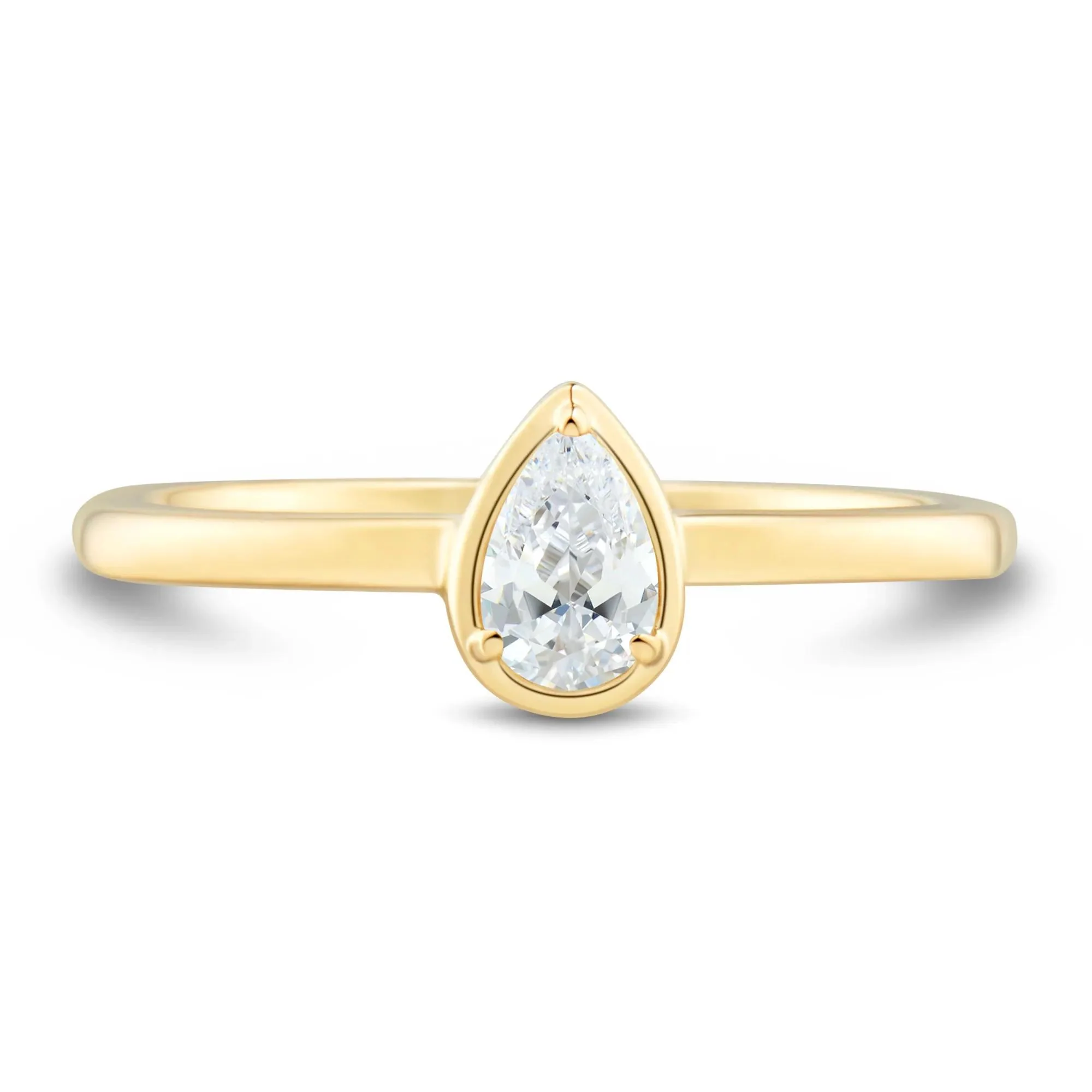 1/3 CT. Tw. Pear-Shaped Diamond Engagement Ring 14K Yellow Gold Size 8 1mm