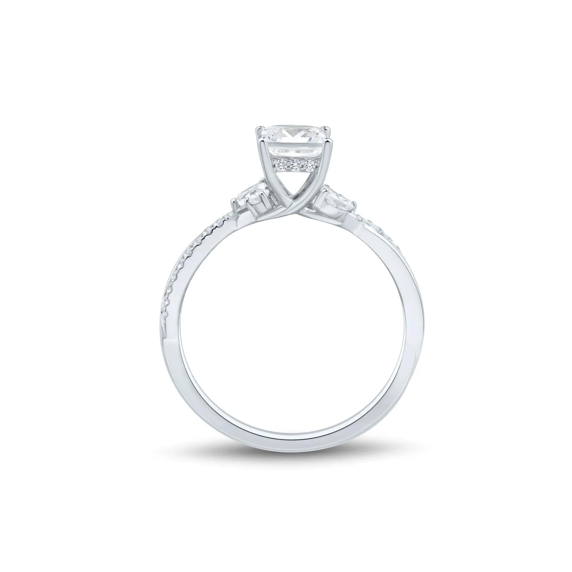 3/4 CT. Tw. Princess-Cut Diamond Engagement Ring 14K White Gold Size 6 1mm - Image 3