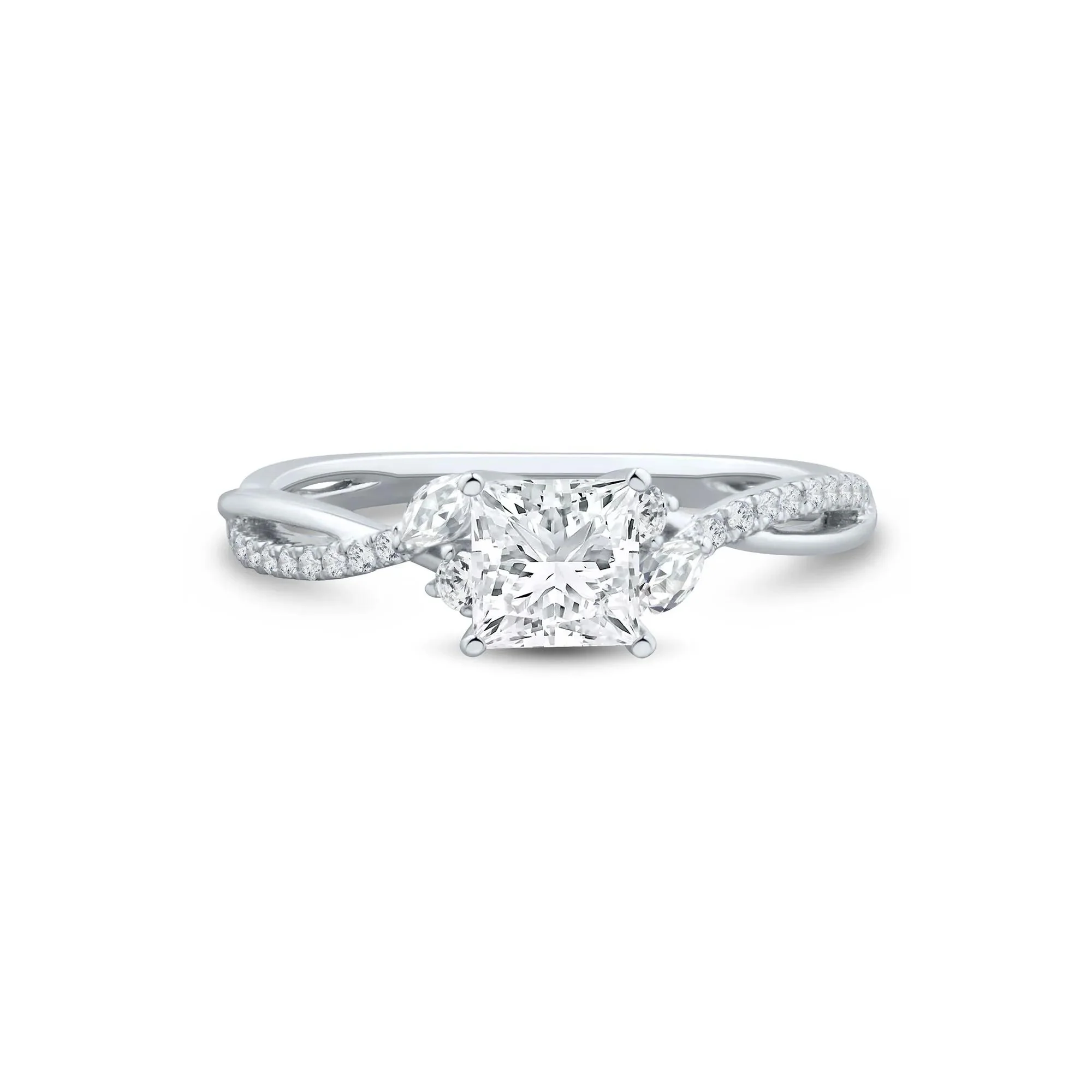 3/4 CT. Tw. Princess-Cut Diamond Engagement Ring 14K White Gold Size 7.5 1mm