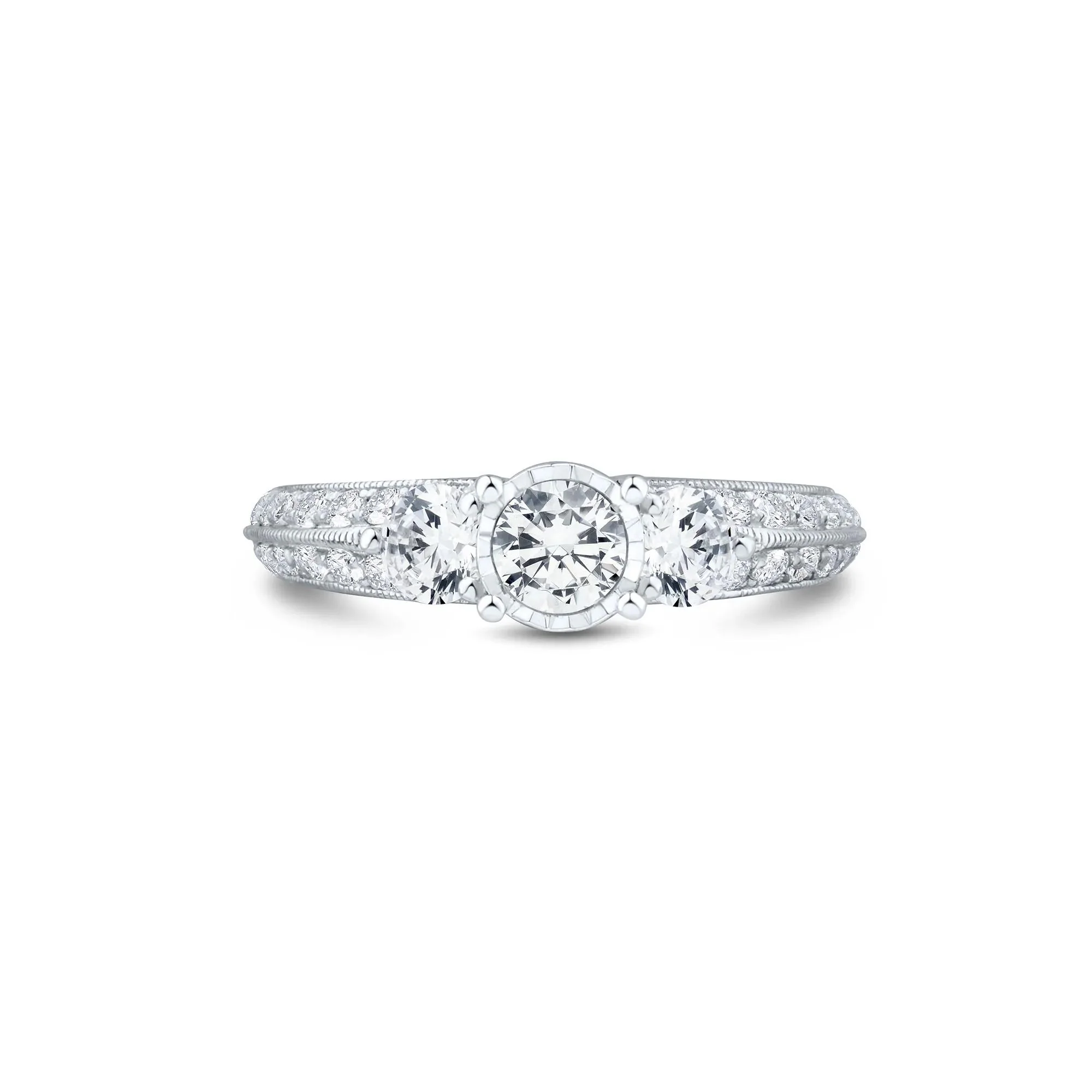 1/2 CT. Tw. Diamond Engagement Ring 14K White Gold Size 9 1.5mm
