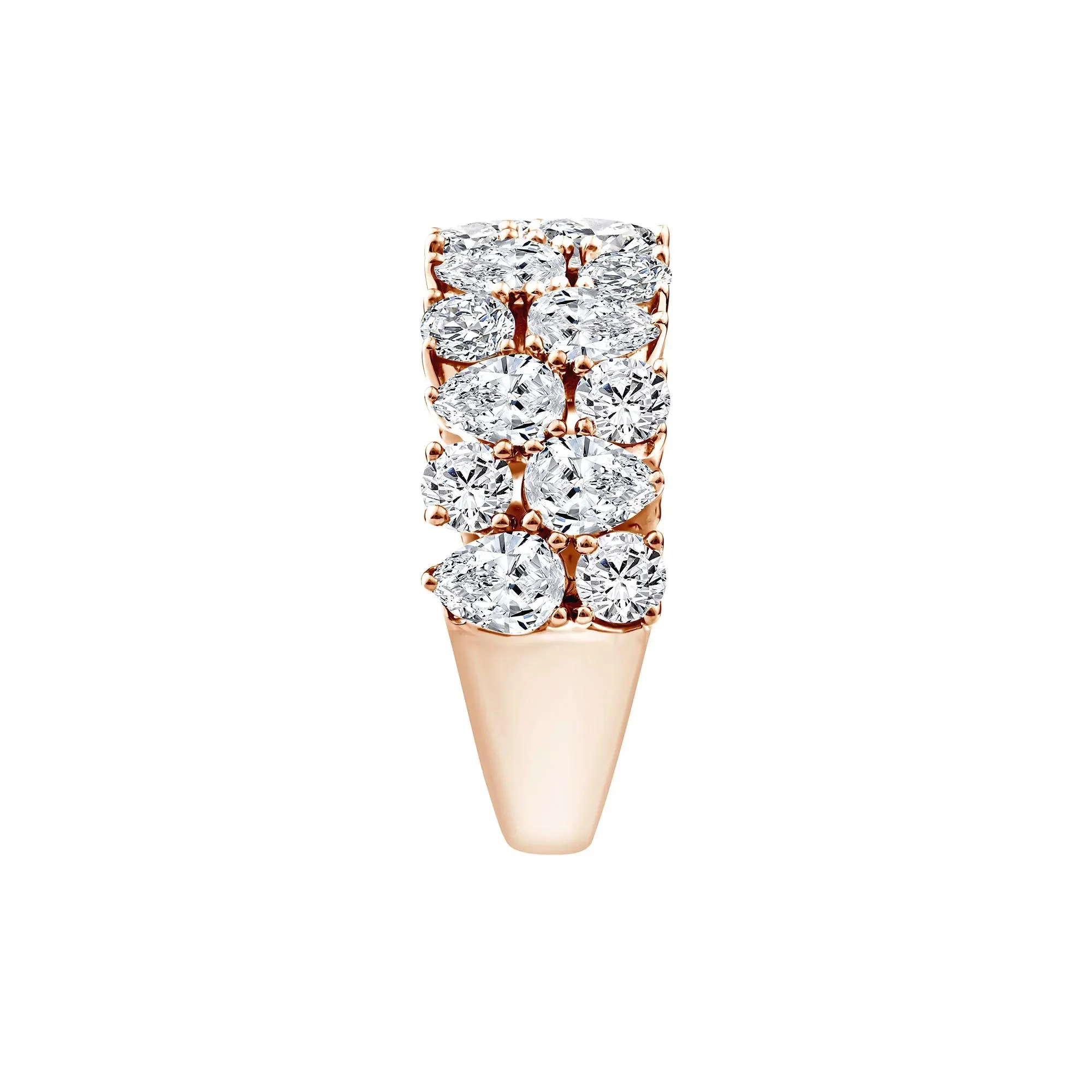 3 CT. Tw. Lab Grown Diamond Pear Wide Anniversary Band Ring 10K Rose Gold Size 7 2.5mm - Image 3