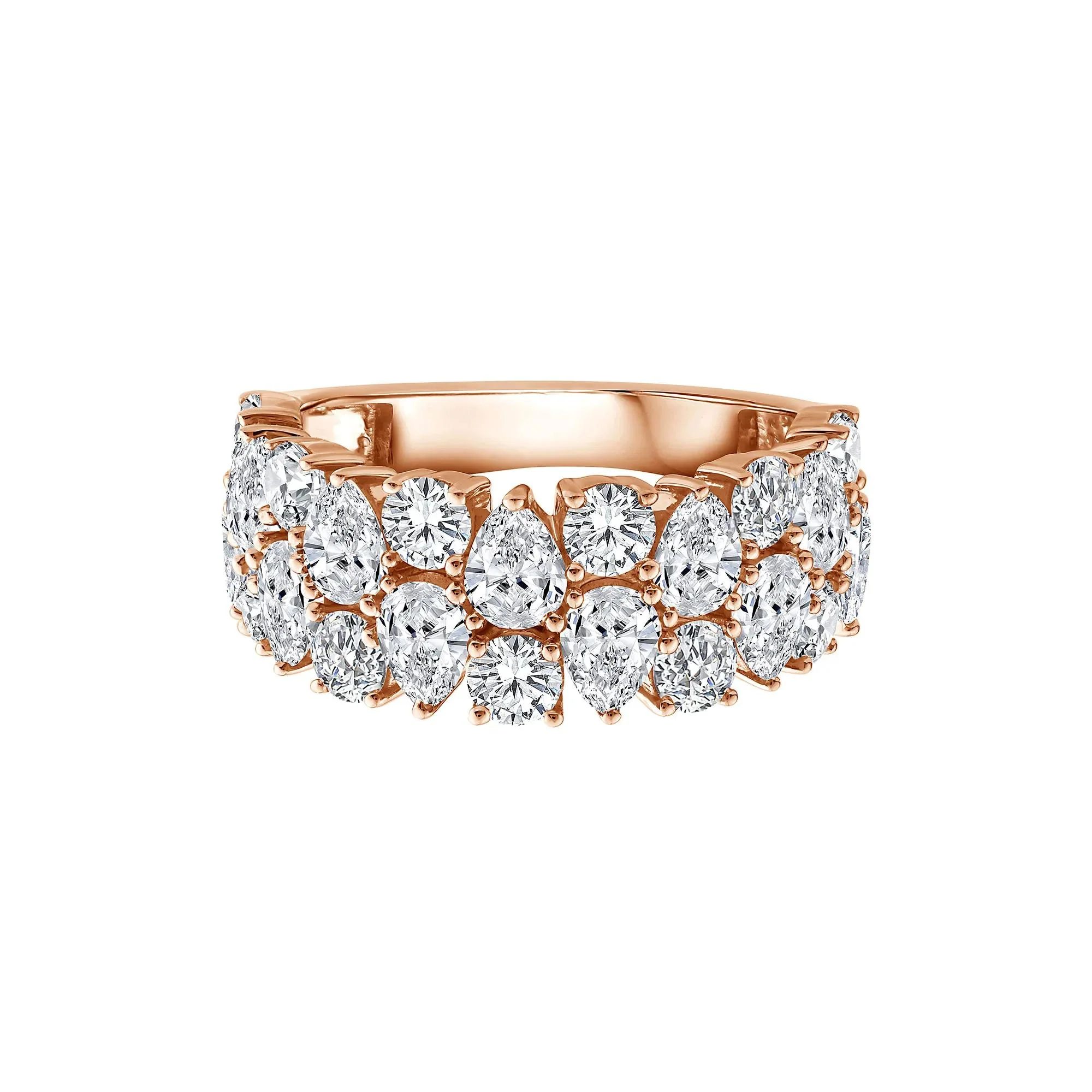 3 CT. Tw. Lab Grown Diamond Pear Wide Anniversary Band Ring 10K Rose Gold Size 7.5 2.5mm