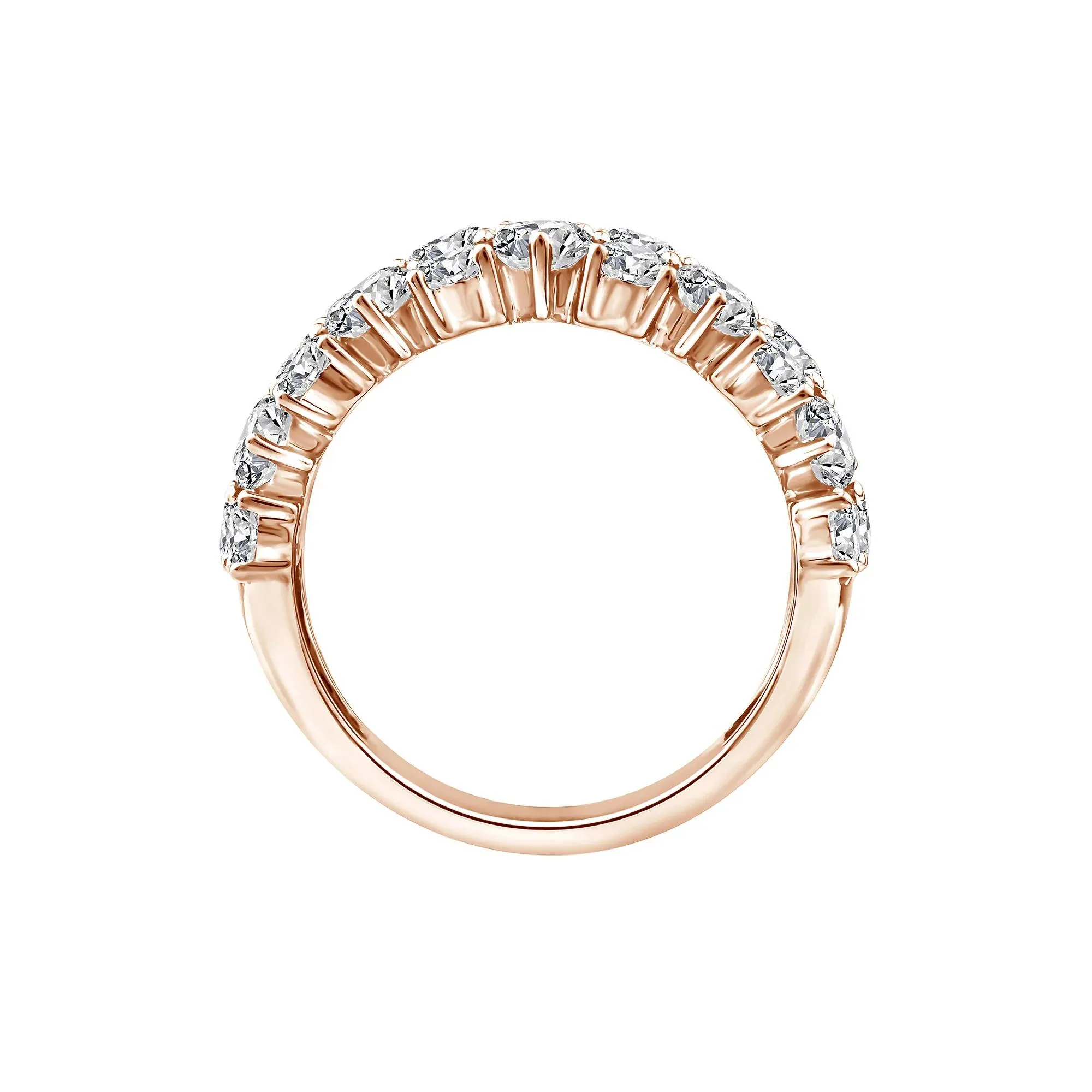 3 CT. Tw. Lab Grown Diamond Pear Wide Anniversary Band Ring 10K Rose Gold Size 8 2.5mm - Image 2