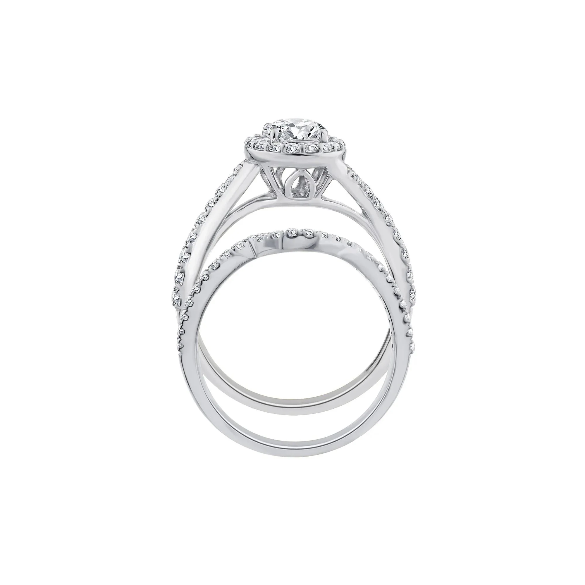 1/4 CT. Tw. Lab Grown Diamond Engagement Ring Set 10K White Gold Size 6.5 1mm - Image 2