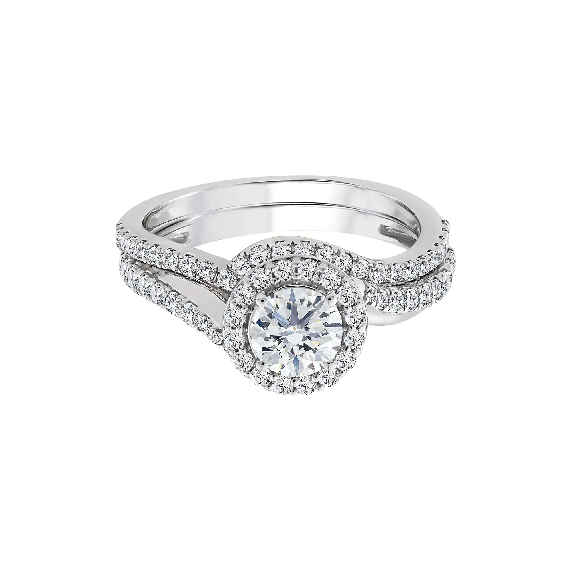 1/4 CT. Tw. Lab Grown Diamond Engagement Ring Set 10K White Gold Size 7 1mm