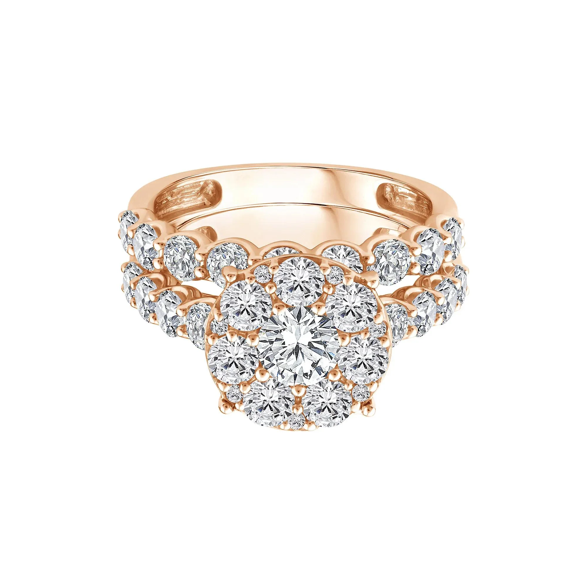 3 CT. Tw. Diamond Composite Engagement Ring Set 10K Rose Gold Size 7 1.5mm