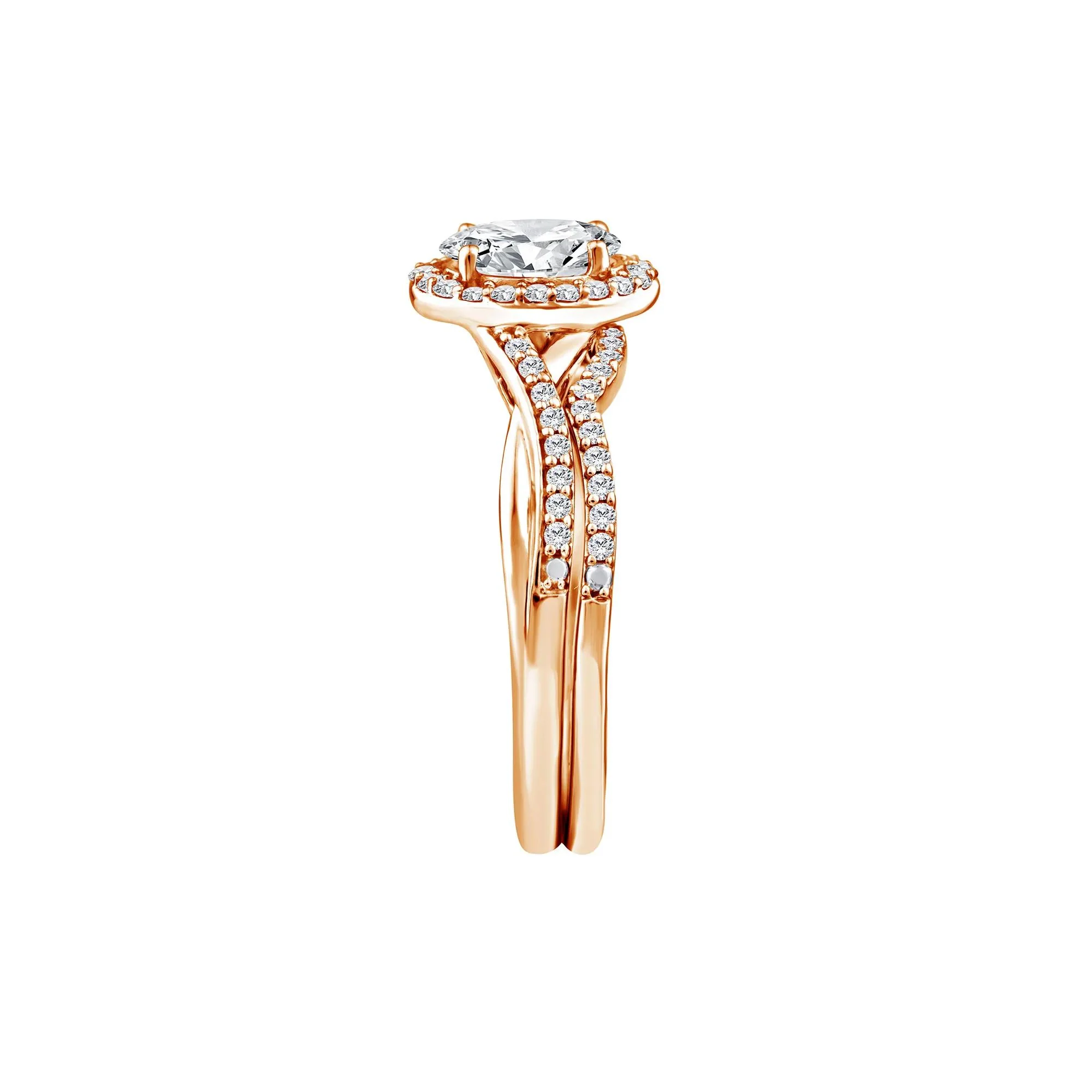 1 CT. Tw. Lab Grown Diamond Engagement Ring Set 10K Rose Gold Size 6.5 1.5mm - Image 3