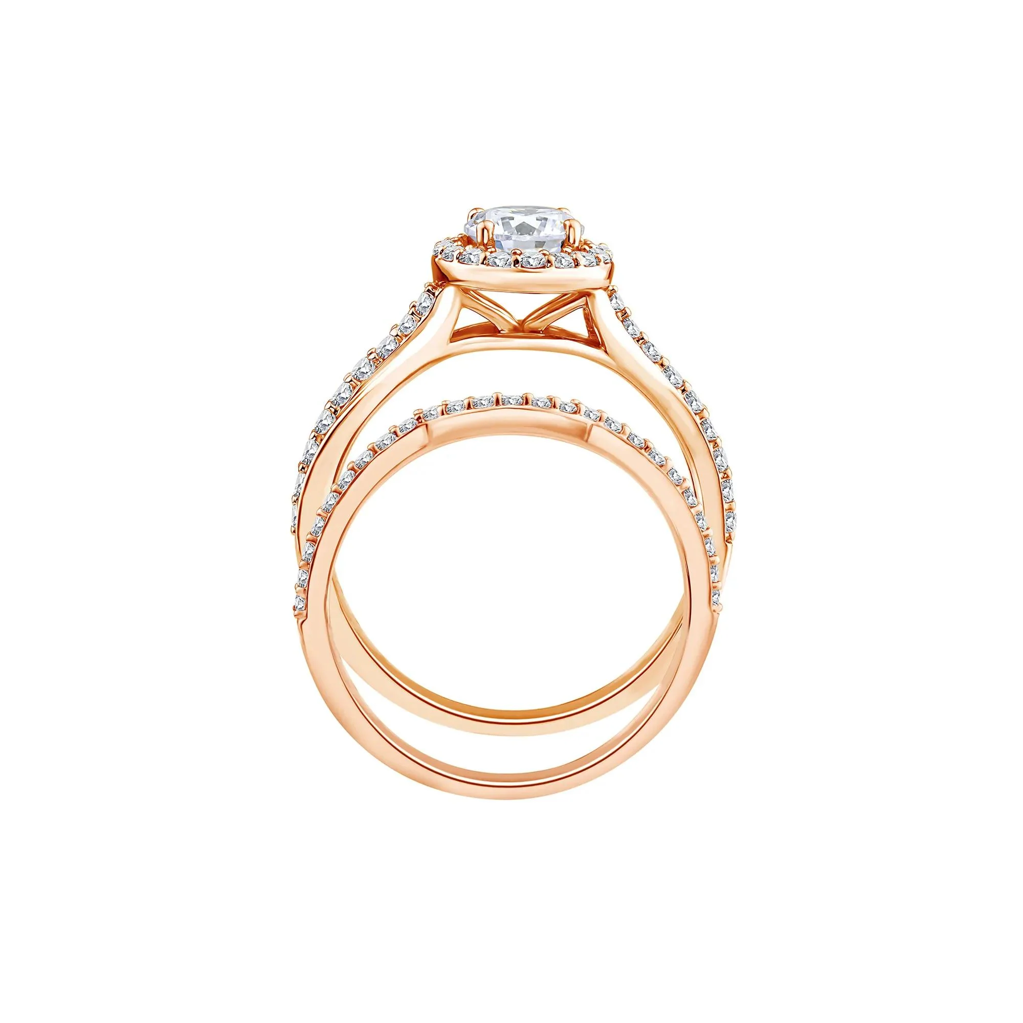 1/5 CT. Tw. Lab Grown Diamond Engagement Ring Set 10K Rose Gold Size 7 1mm - Image 2
