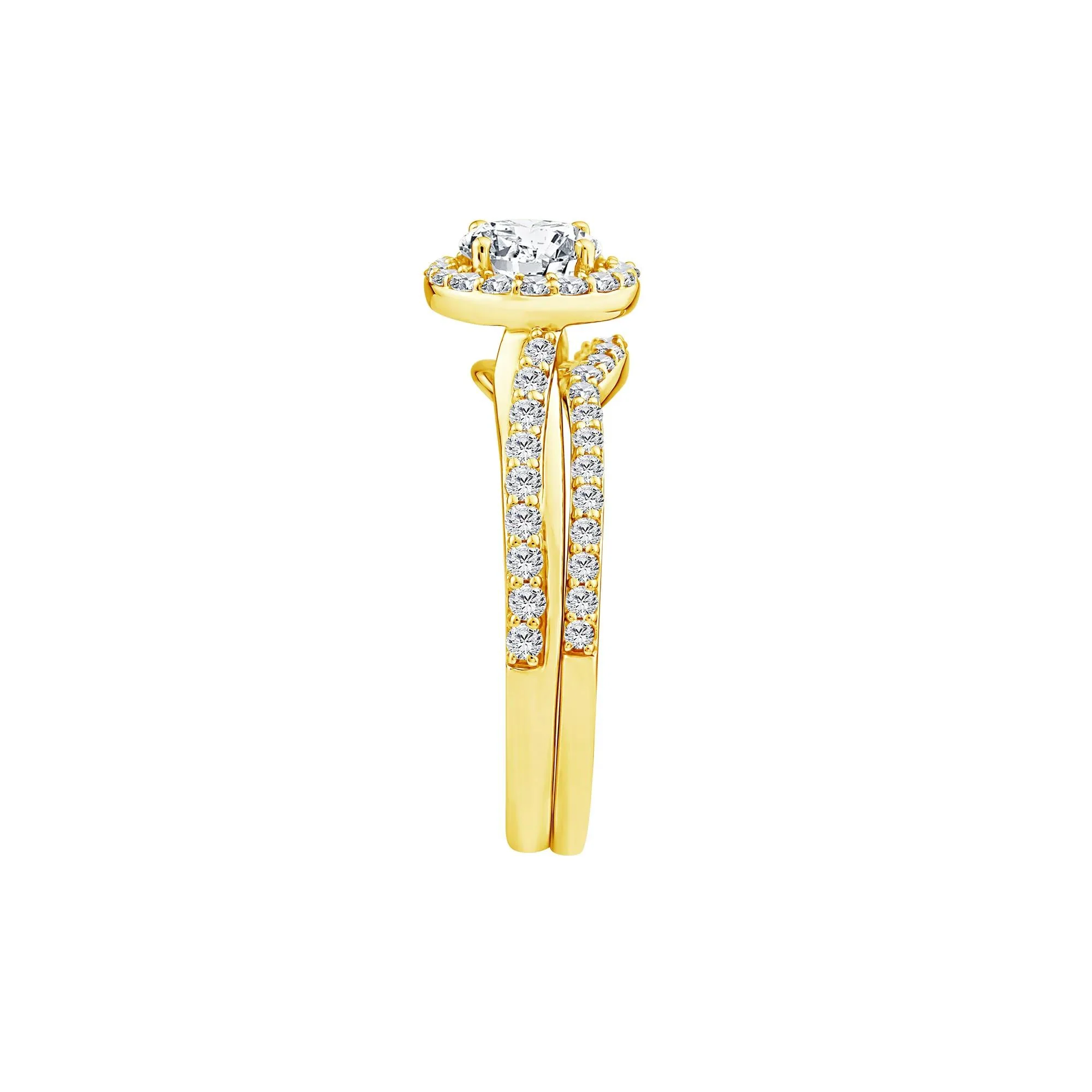 1/5 CT. Tw. Lab Grown Diamond Engagement Ring Set 10K Yellow Gold Size 7.5 1mm - Image 3