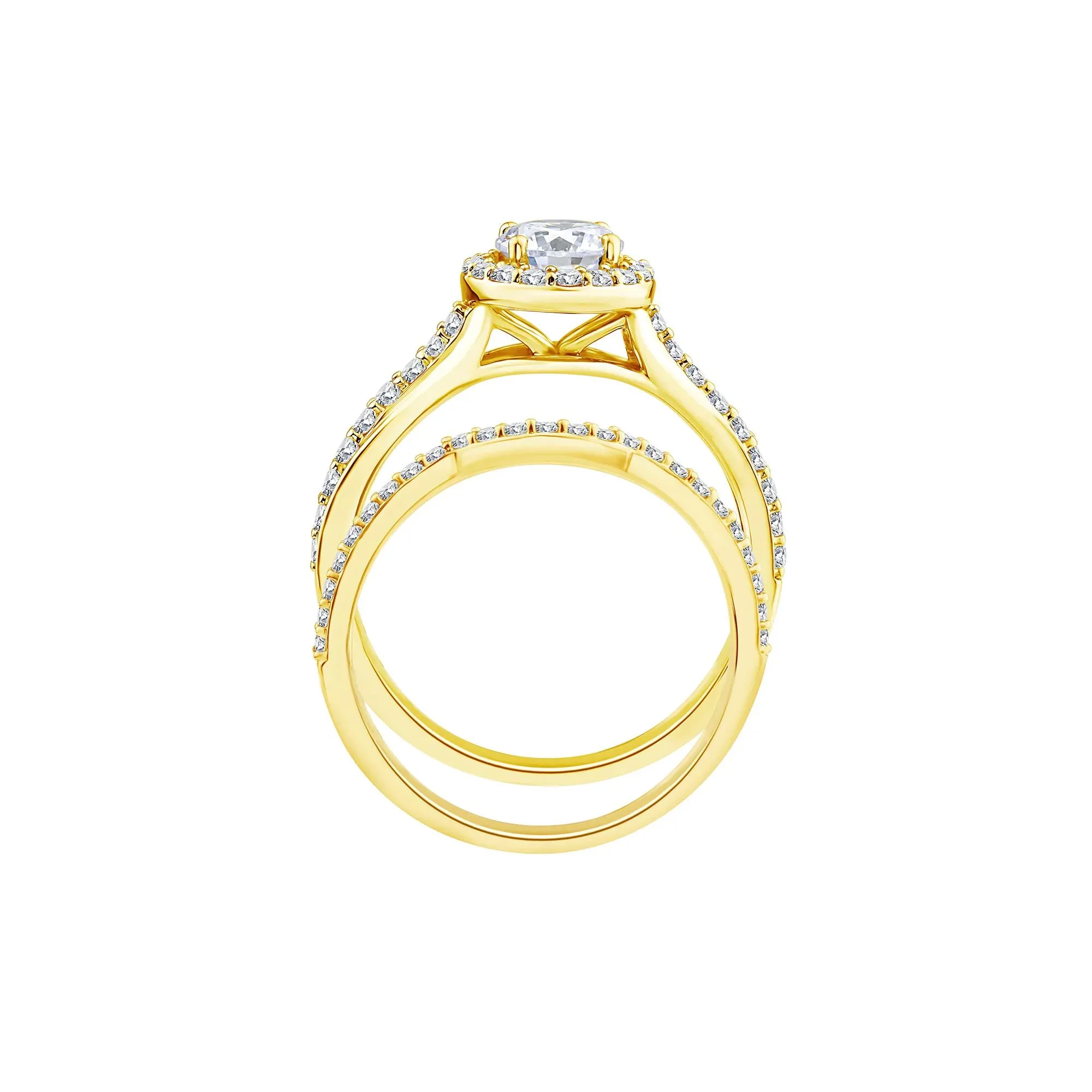 1/5 CT. Tw. Lab Grown Diamond Engagement Ring Set 10K Yellow Gold Size 8 1mm - Image 2