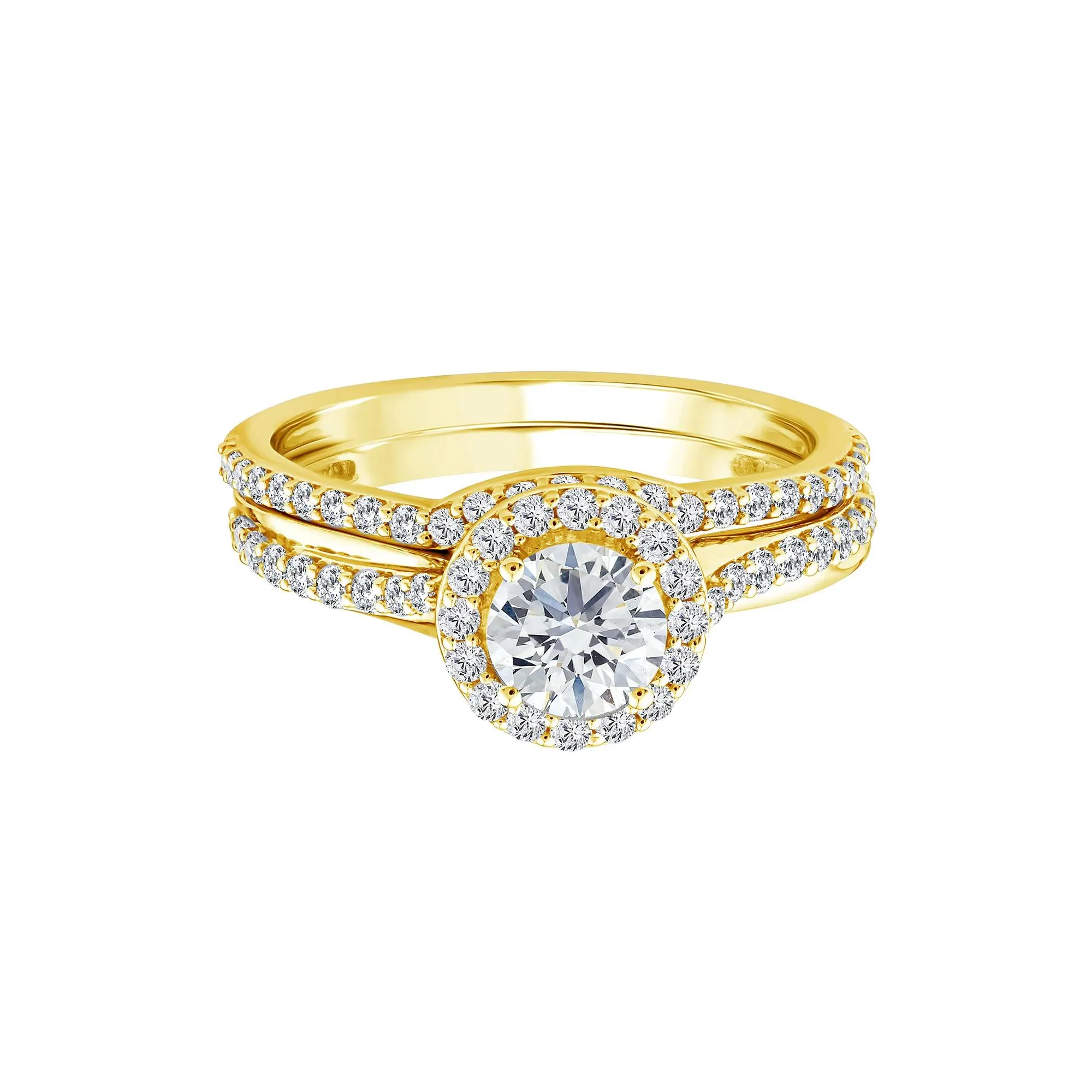 1/5 CT. Tw. Lab Grown Diamond Engagement Ring Set 10K Yellow Gold Size 9 1mm
