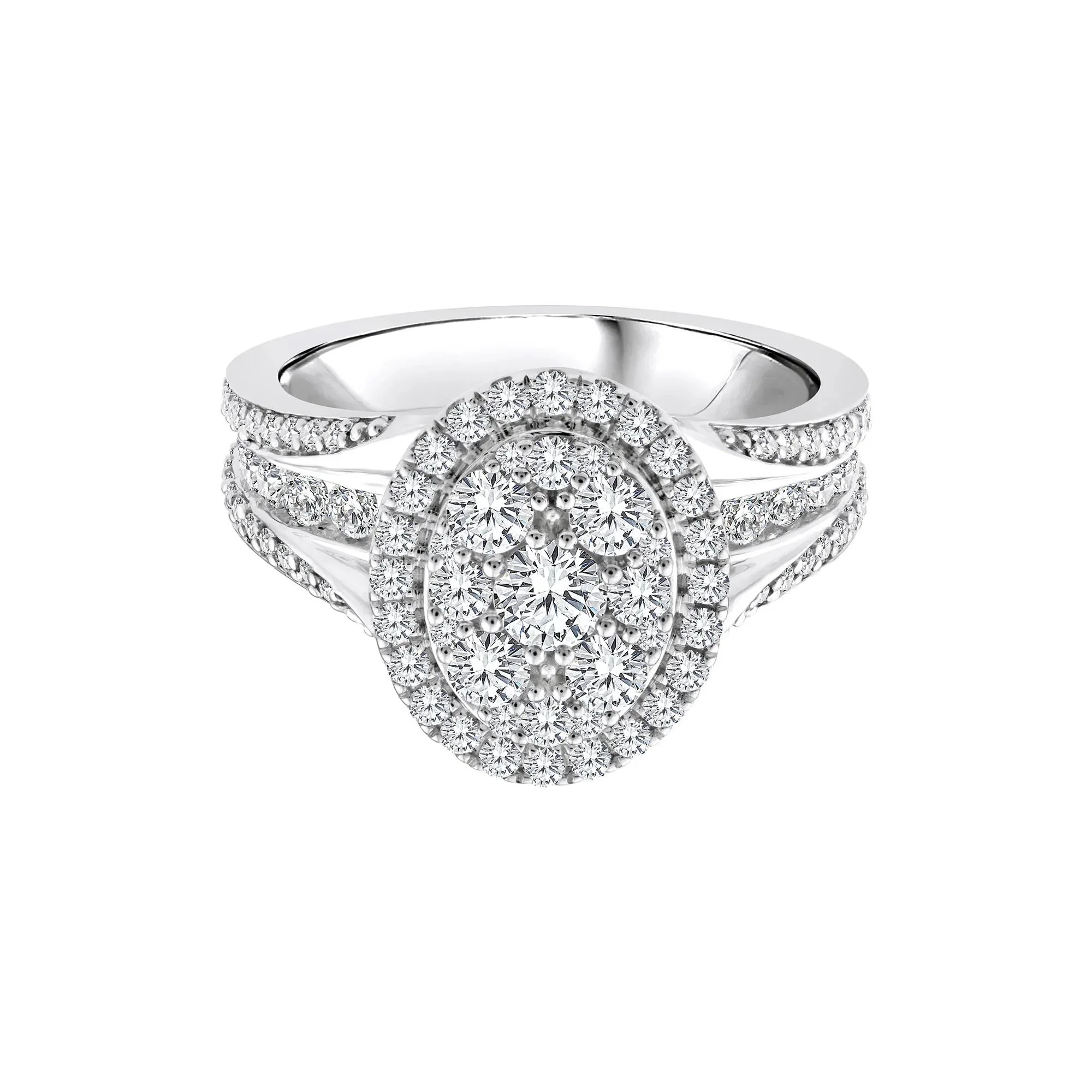 1/2 CT. Tw. Diamond Composite Engagement Ring 10K White Gold Round Brilliant Cut Size 7