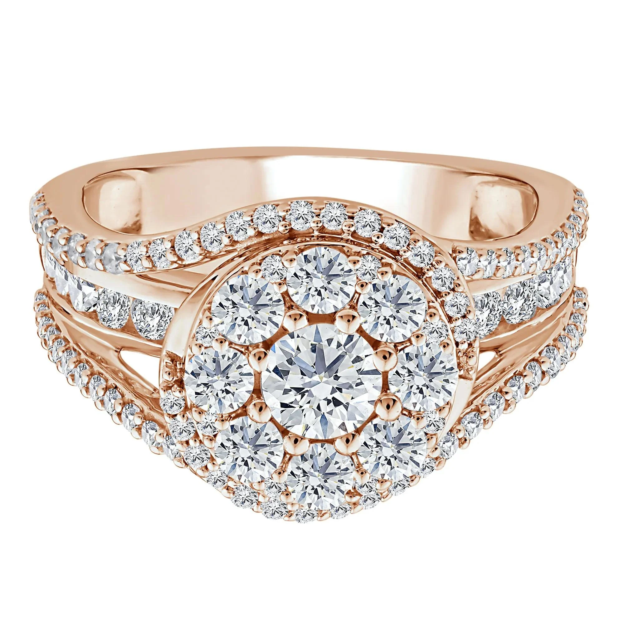 1 3/4 CT. Tw. Diamond Composite Engagement Ring 10K Rose Gold Size 6 2.5mm