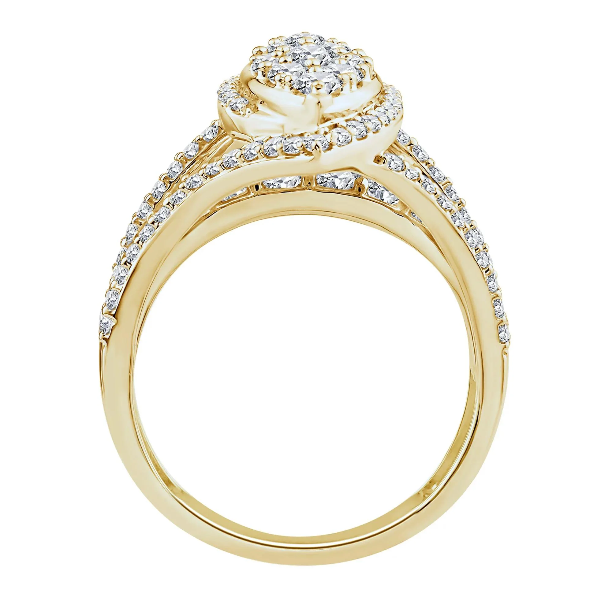 1/2 CT. Tw. Diamond Composite Engagement Ring 10K Yellow Gold Size 7 2mm - Image 2