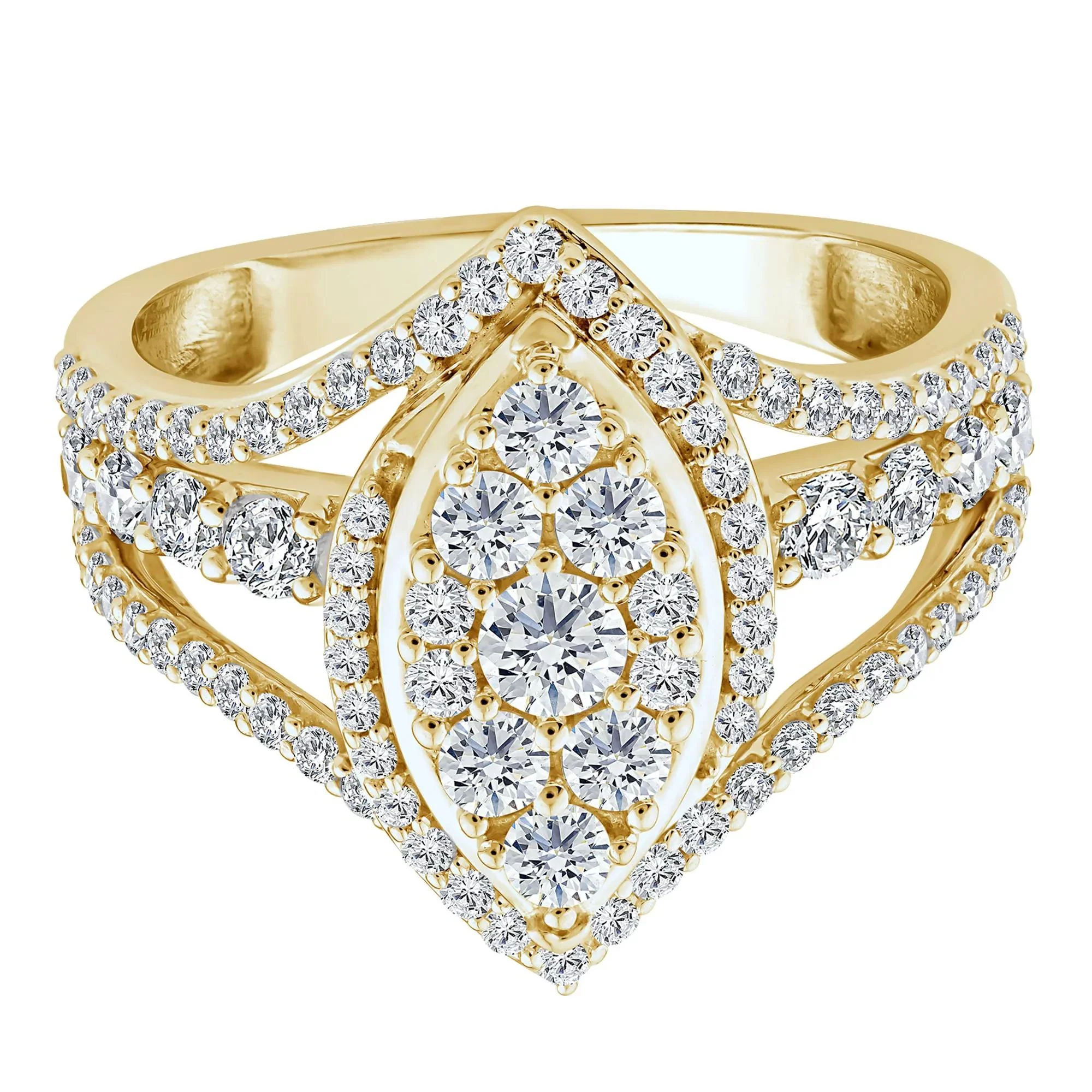 1/2 CT. Tw. Diamond Composite Engagement Ring 10K Yellow Gold Size 7.5 2mm