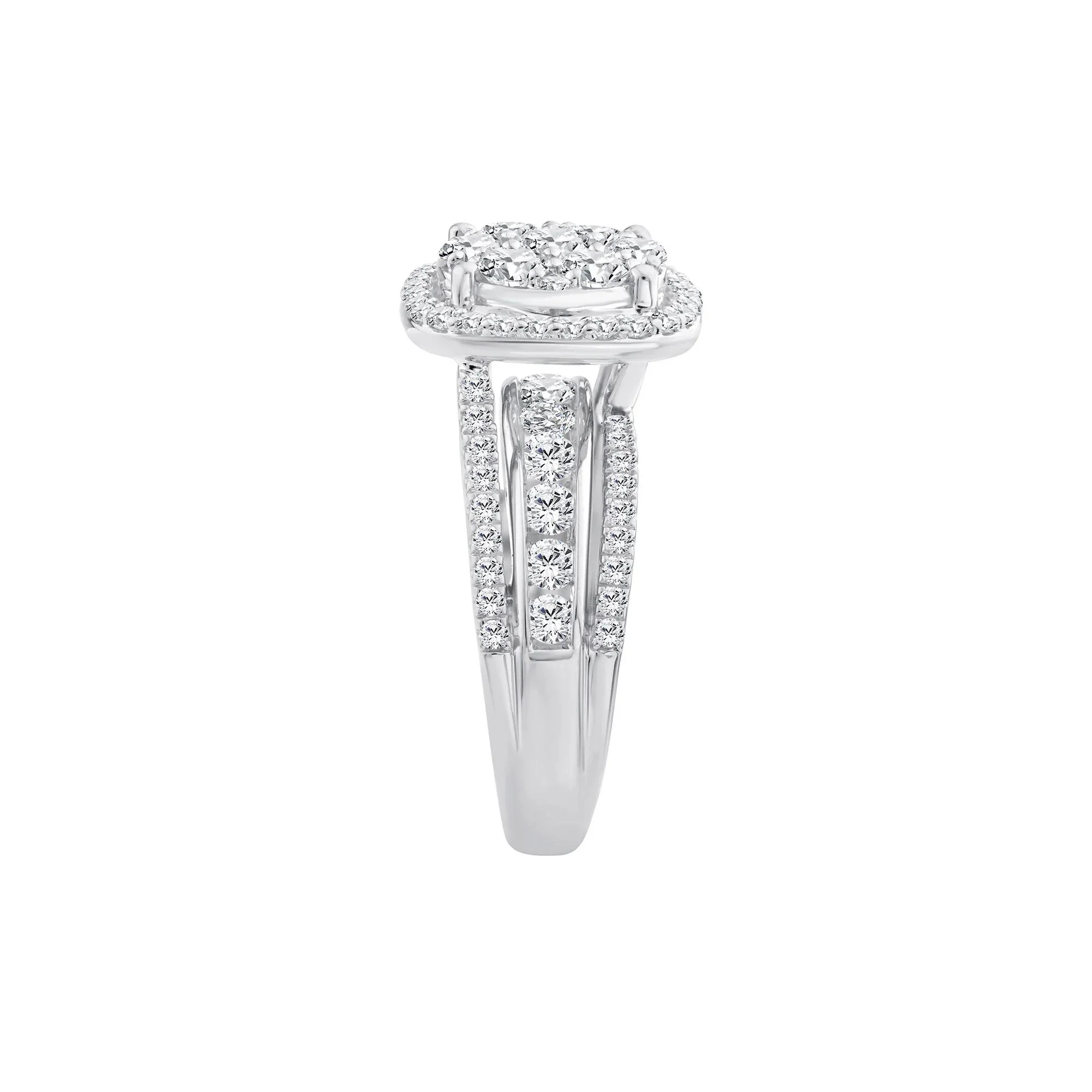 2 CT. Tw. Diamond Composite Engagement Ring 10K White Gold Round Brilliant Cut Size 6 2.5mm - Image 3