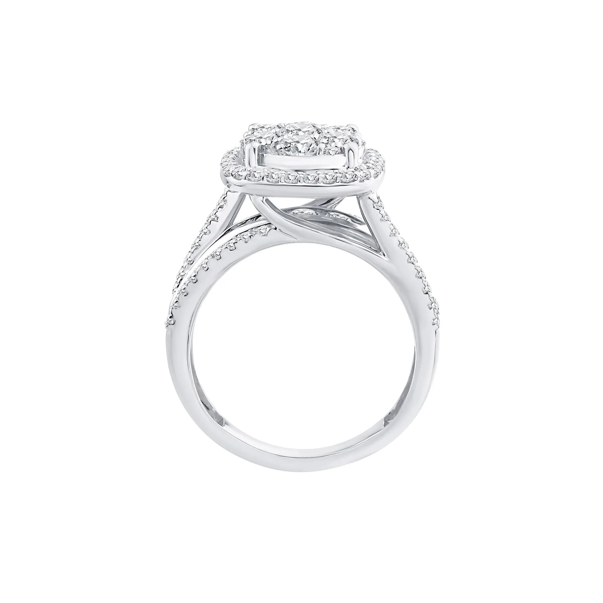2 CT. Tw. Diamond Composite Engagement Ring 10K White Gold Round Brilliant Cut Size 9 2.5mm - Image 2