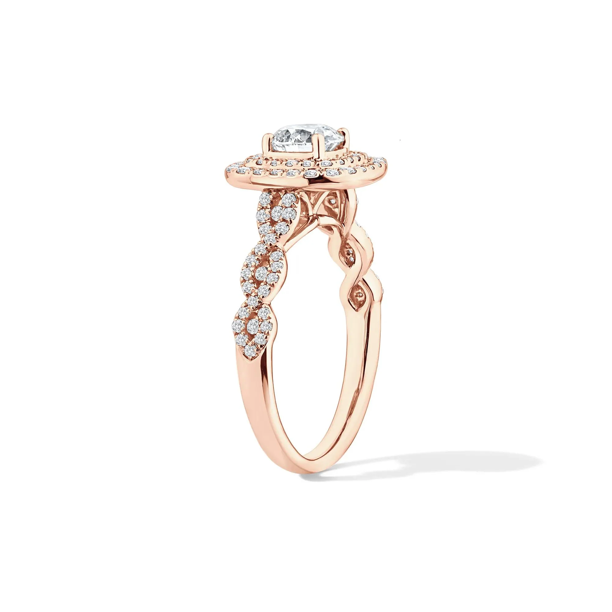 1/5 CT. Tw. Lab Grown Diamond Engagement Ring 10K Rose Gold Size 7.5 - Image 3