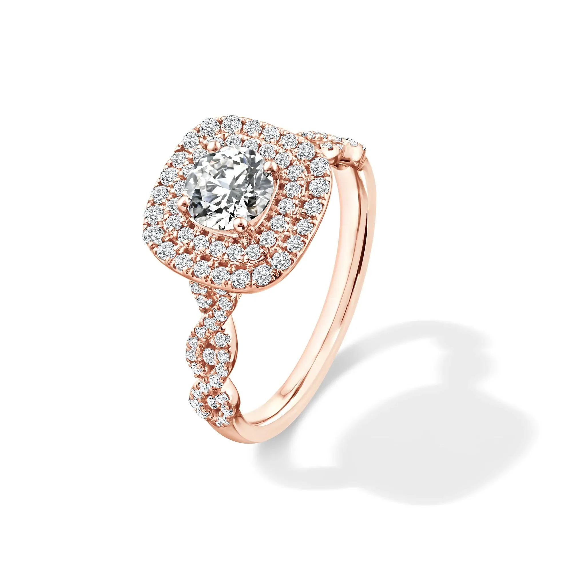 1/5 CT. Tw. Lab Grown Diamond Engagement Ring 10K Rose Gold Size 8 - Image 4