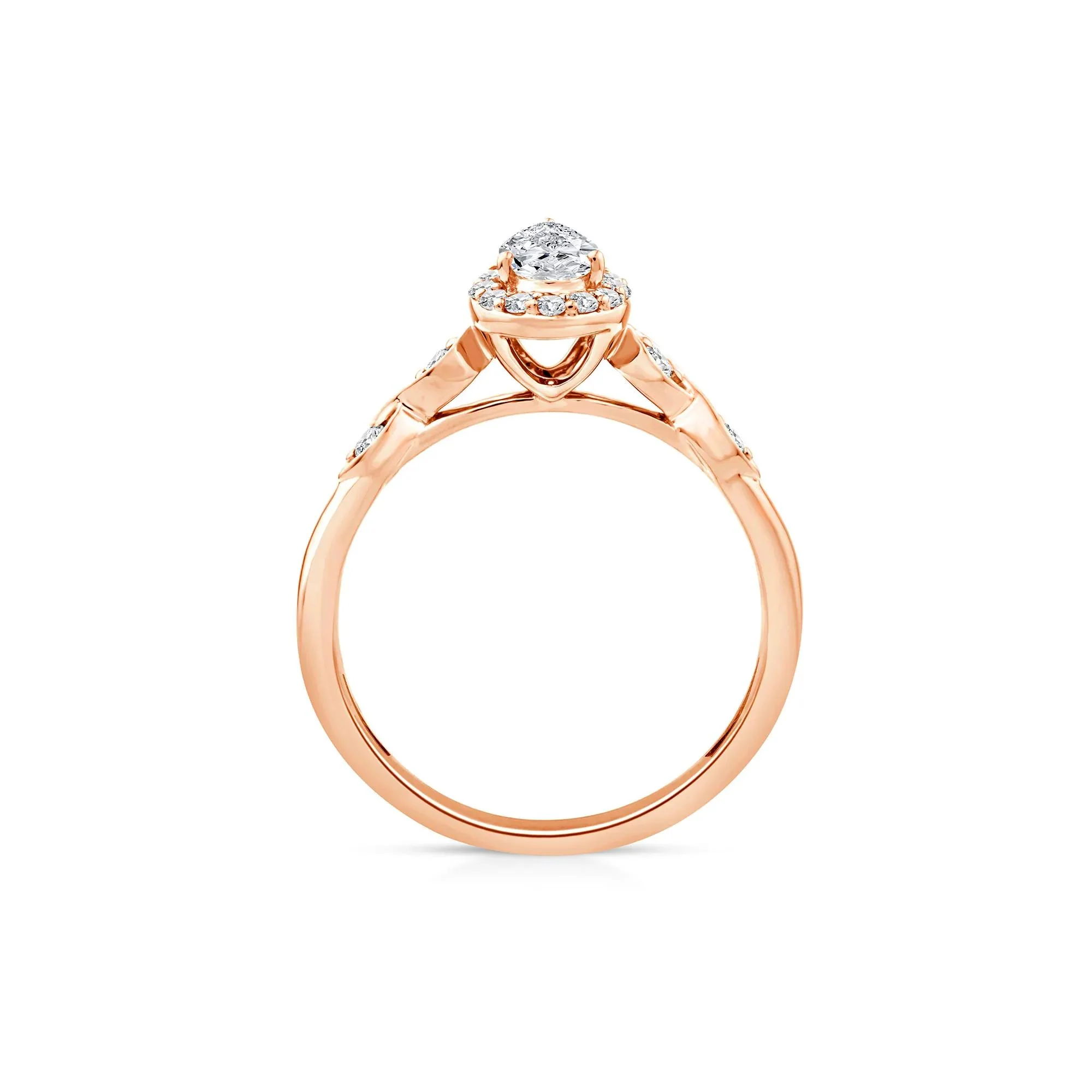 1/2 CT. Tw. Lab Grown Diamond Pear Promise Ring 10K Rose Gold Size 8.5 1mm - Image 2