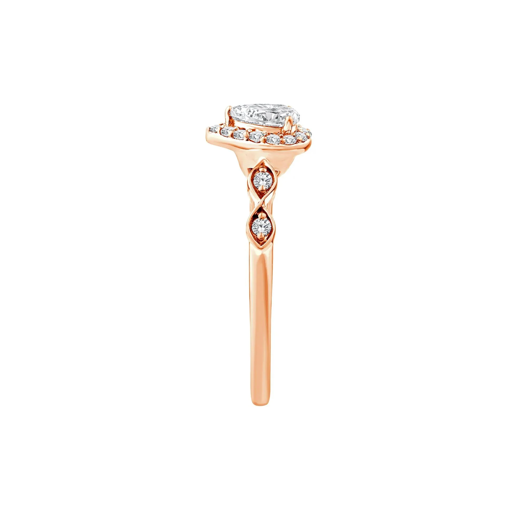 1/2 CT. Tw. Lab Grown Diamond Pear Promise Ring 10K Rose Gold Size 9.5 1mm - Image 3