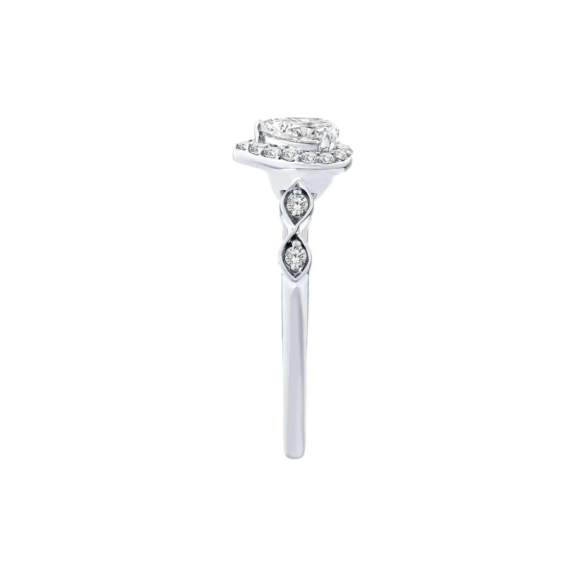 1/2 CT. Tw. Lab Grown Diamond Pear Promise Ring 10K White Gold Size 10 1mm - Image 3