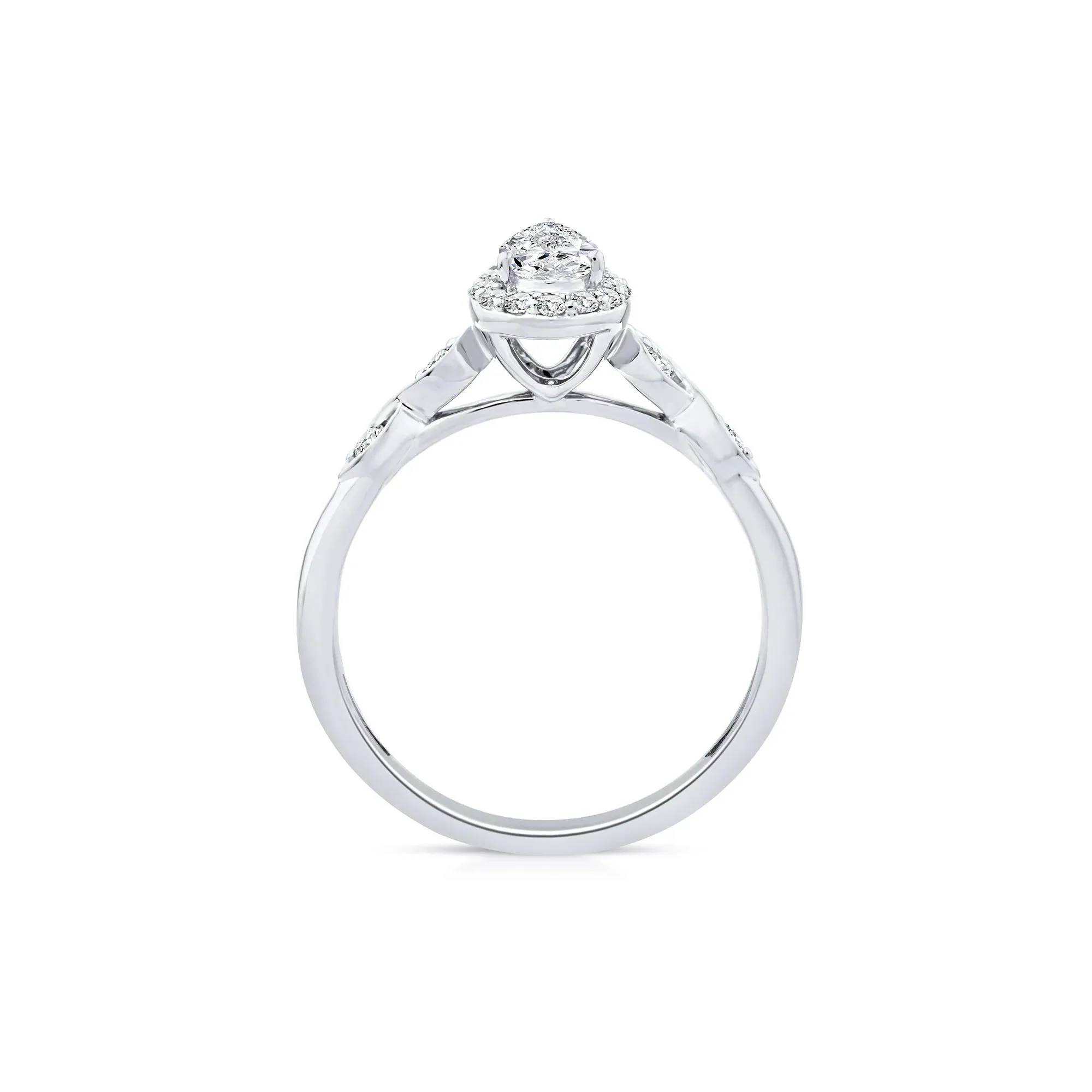 1/2 CT. Tw. Lab Grown Diamond Pear Promise Ring 10K White Gold Size 5.5 1mm - Image 2