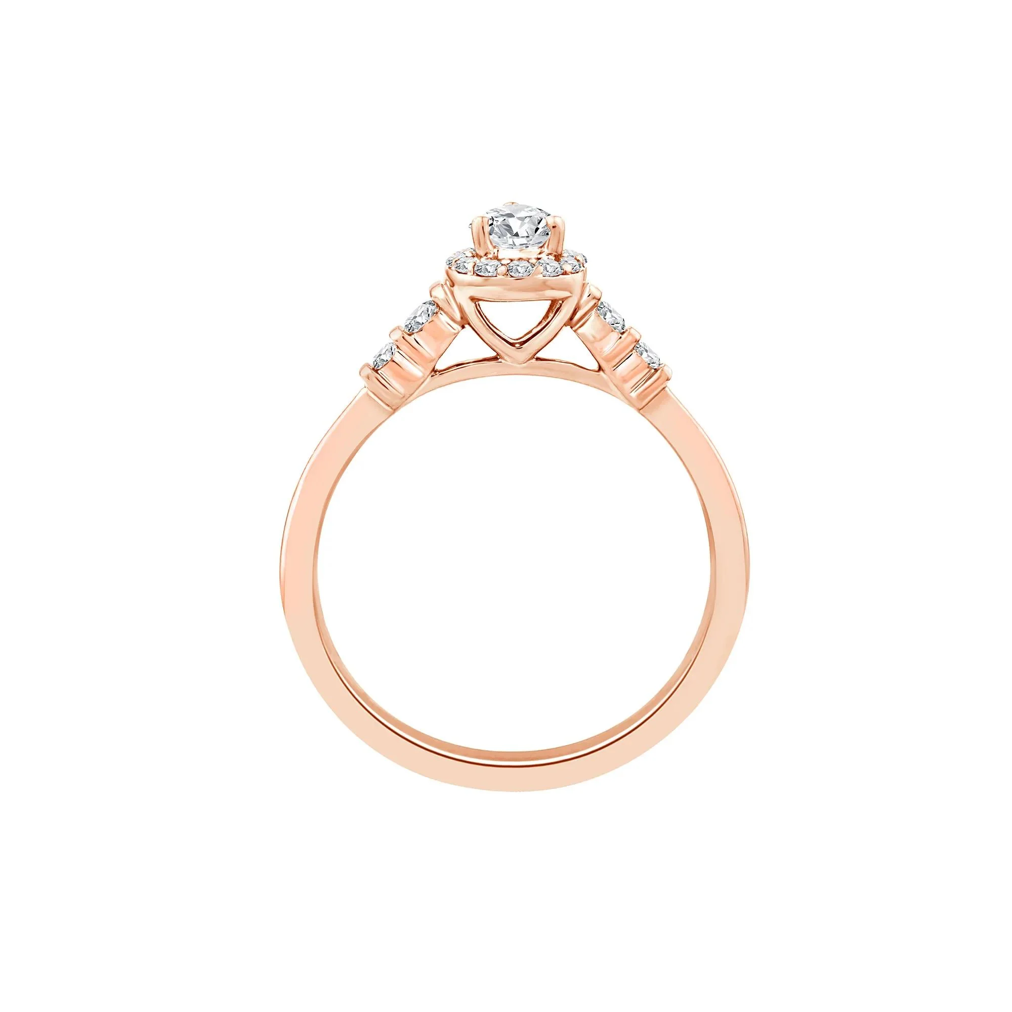 1/2 CT. Tw. Lab Grown Diamond Pear Promise Ring 10K Rose Gold Size 6 1mm - Image 2