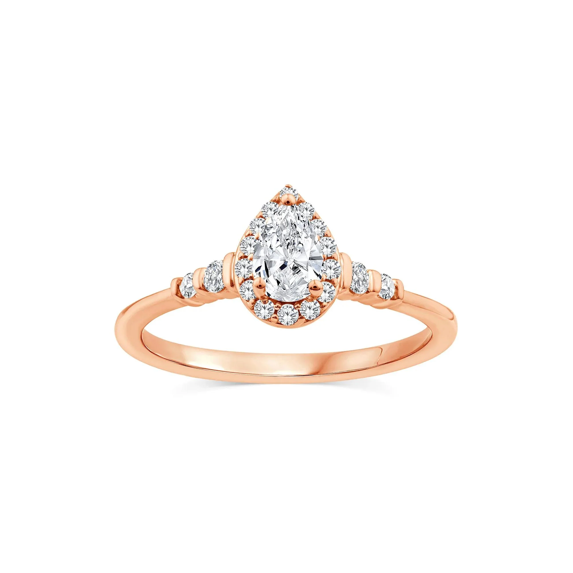 1/2 CT. Tw. Lab Grown Diamond Pear Promise Ring 10K Rose Gold Size 7.5 1mm