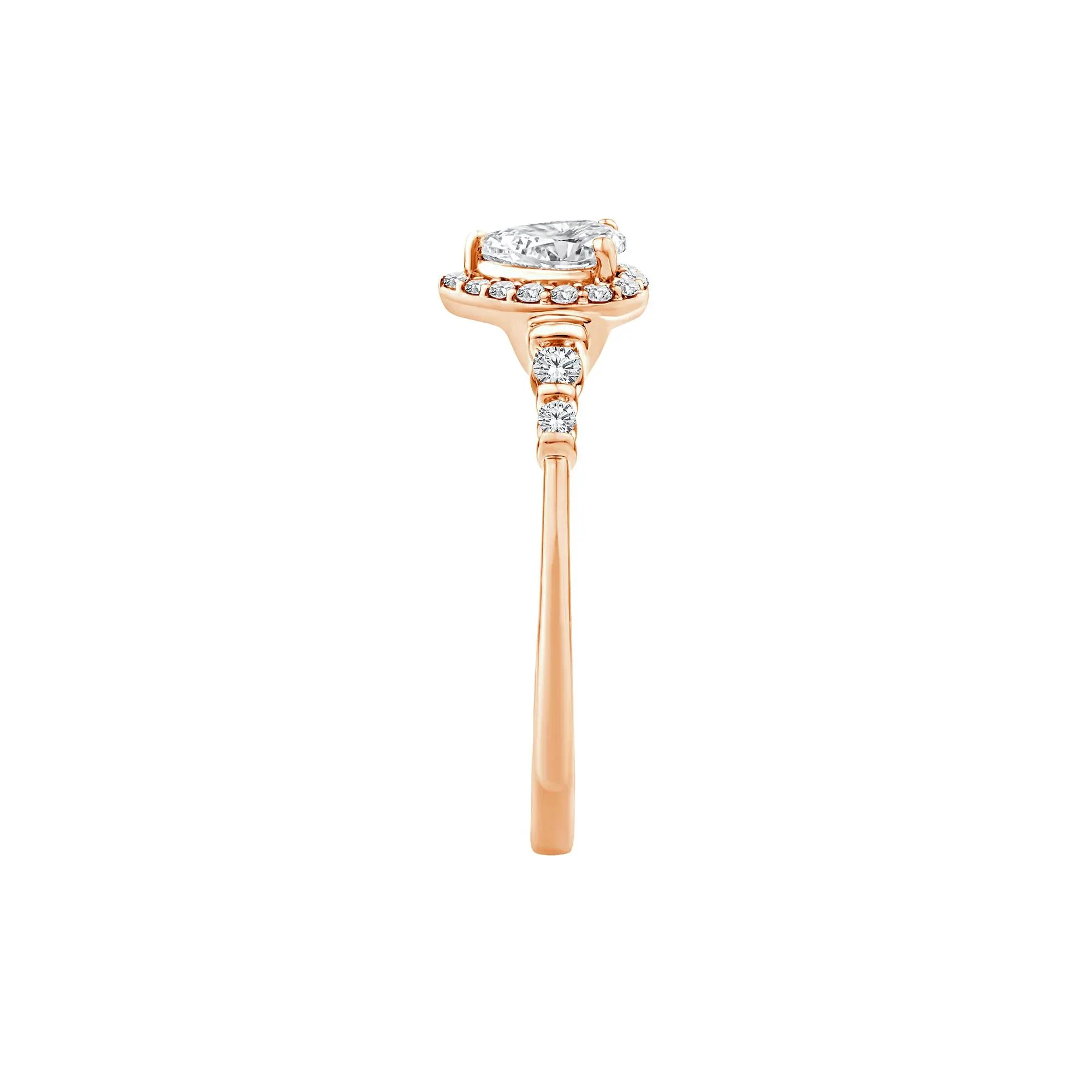 1/2 CT. Tw. Lab Grown Diamond Pear Promise Ring 10K Rose Gold Size 8 1mm - Image 3