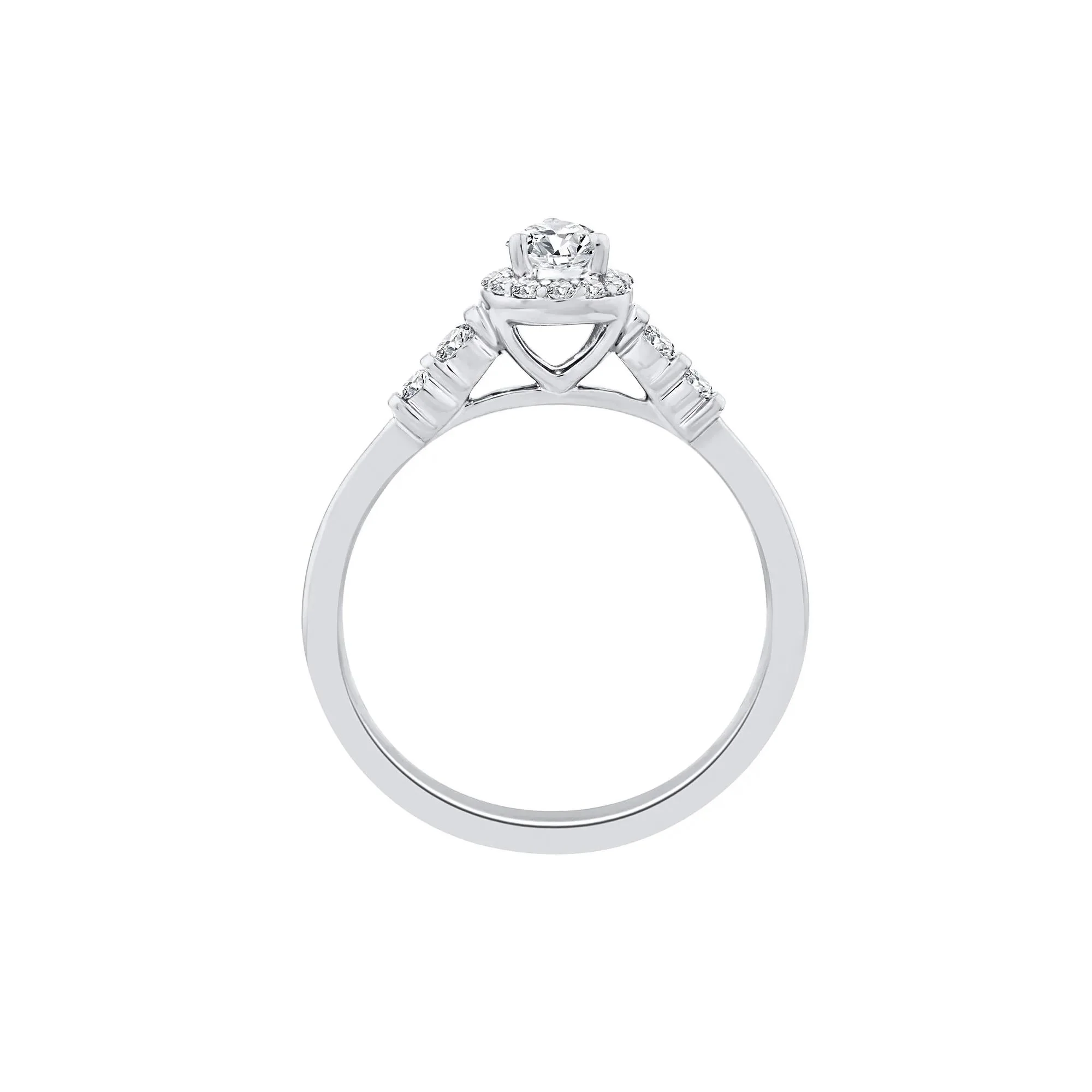 1/2 CT. Tw. Lab Grown Diamond Pear Promise Ring 10K White Gold Size 6.5 1mm - Image 2