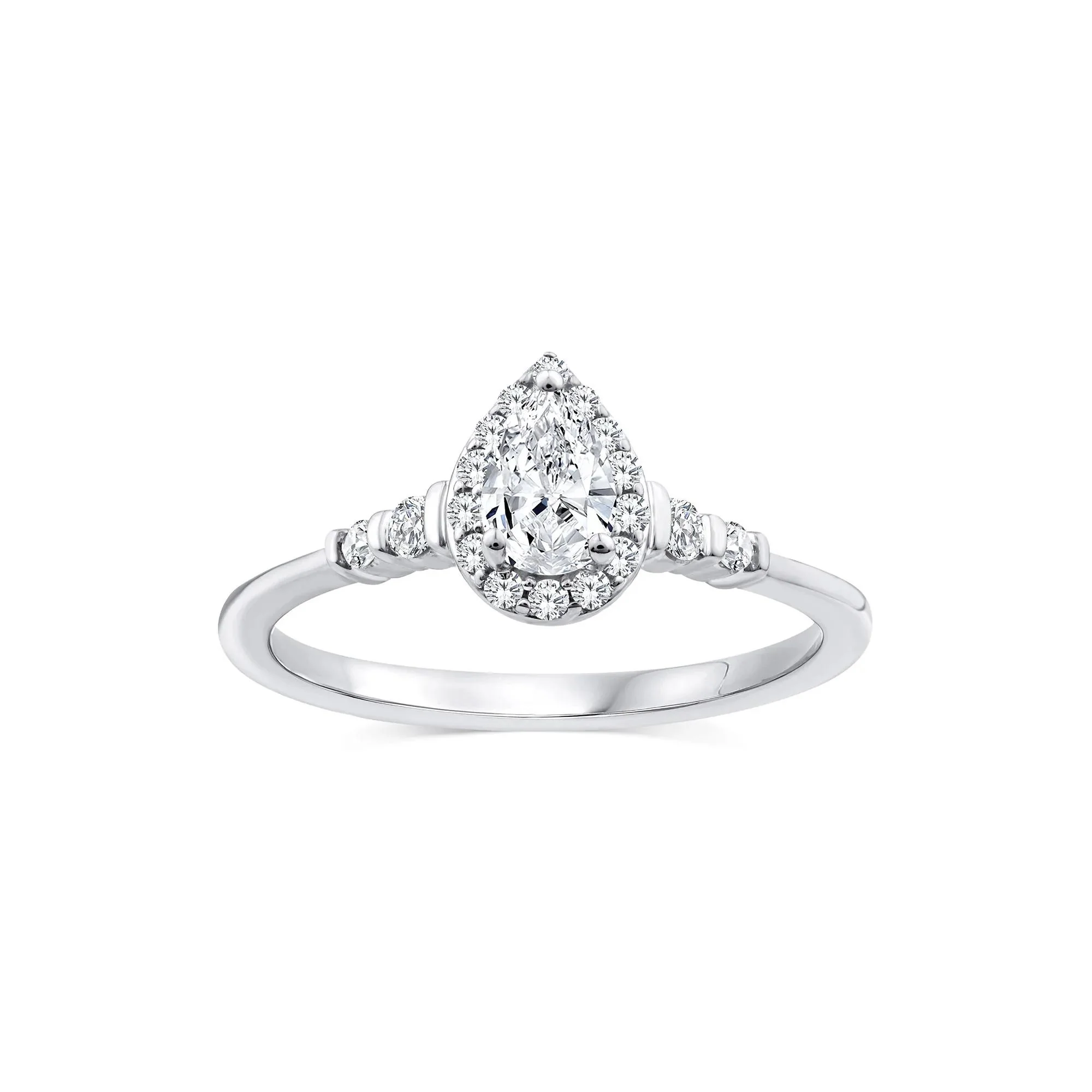 1/2 CT. Tw. Lab Grown Diamond Pear Promise Ring 10K White Gold Size 7.5 1mm