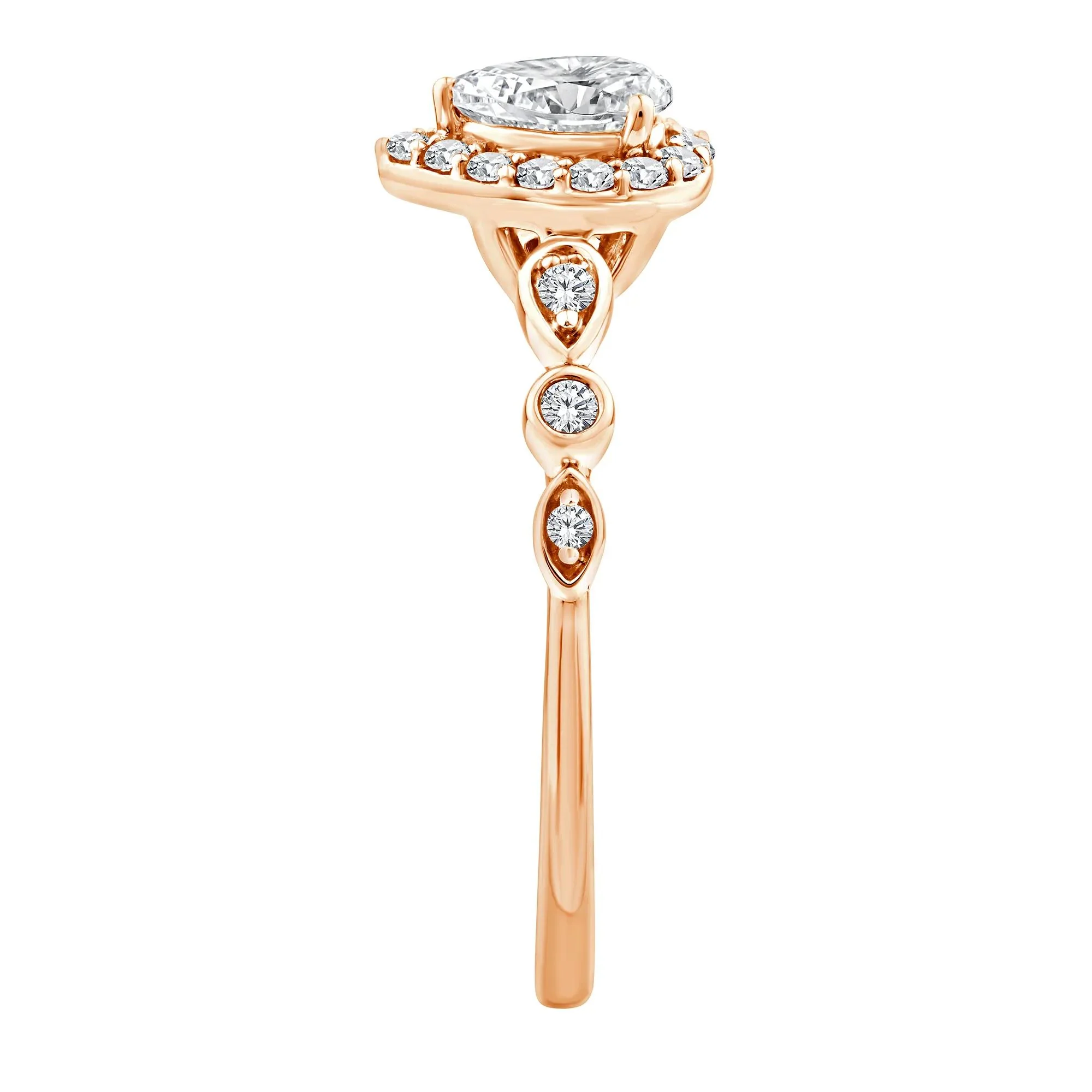 1/2 CT. Tw. Lab Grown Diamond Pear Promise Ring 10K Rose Gold Size 8 1mm - Image 3