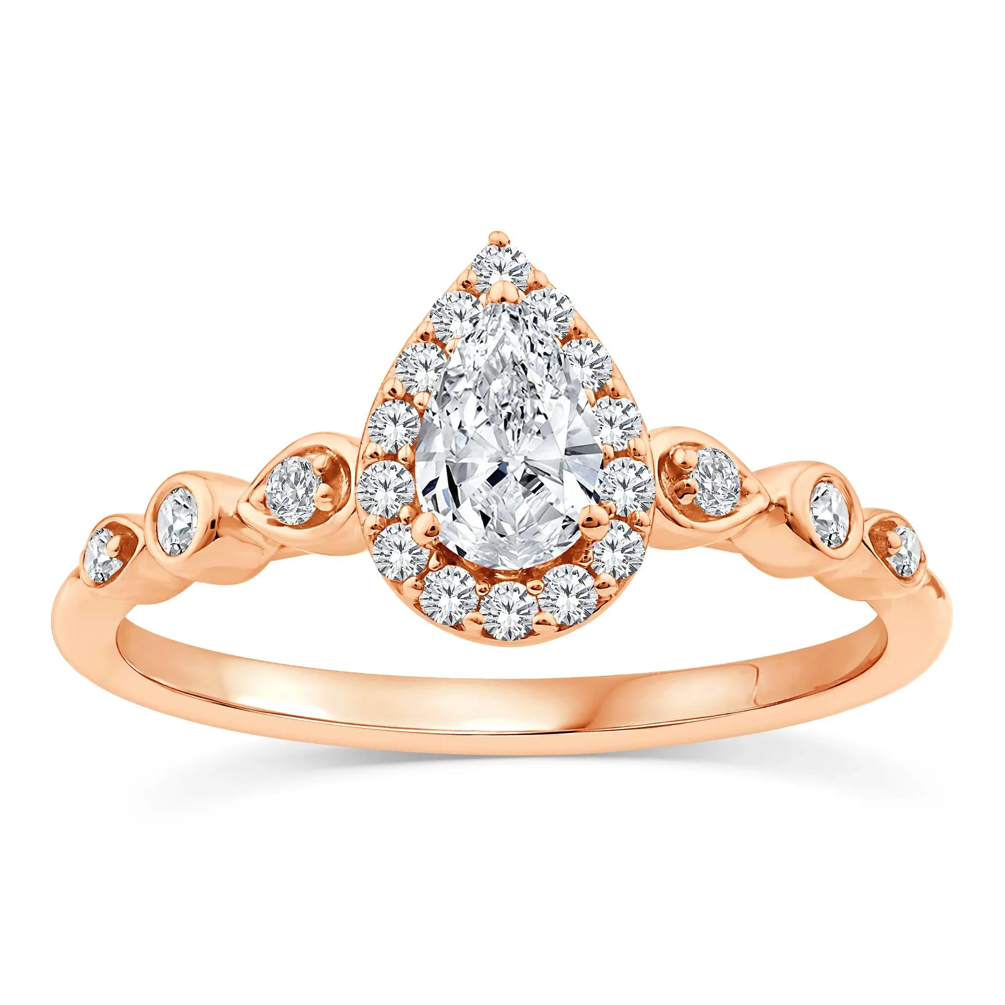 1/2 CT. Tw. Lab Grown Diamond Pear Promise Ring 10K Rose Gold Size 8.5 1mm