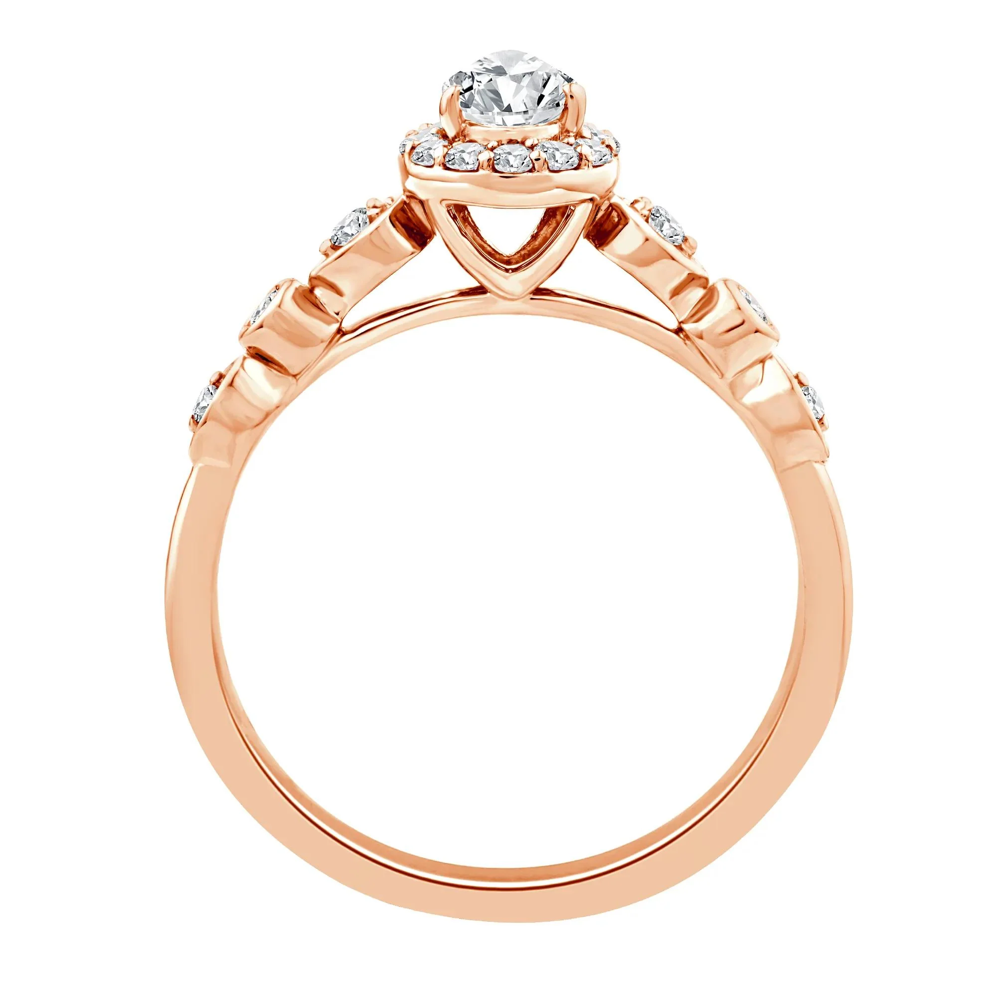 1/2 CT. Tw. Lab Grown Diamond Pear Promise Ring 10K Rose Gold Size 8.5 1mm - Image 2
