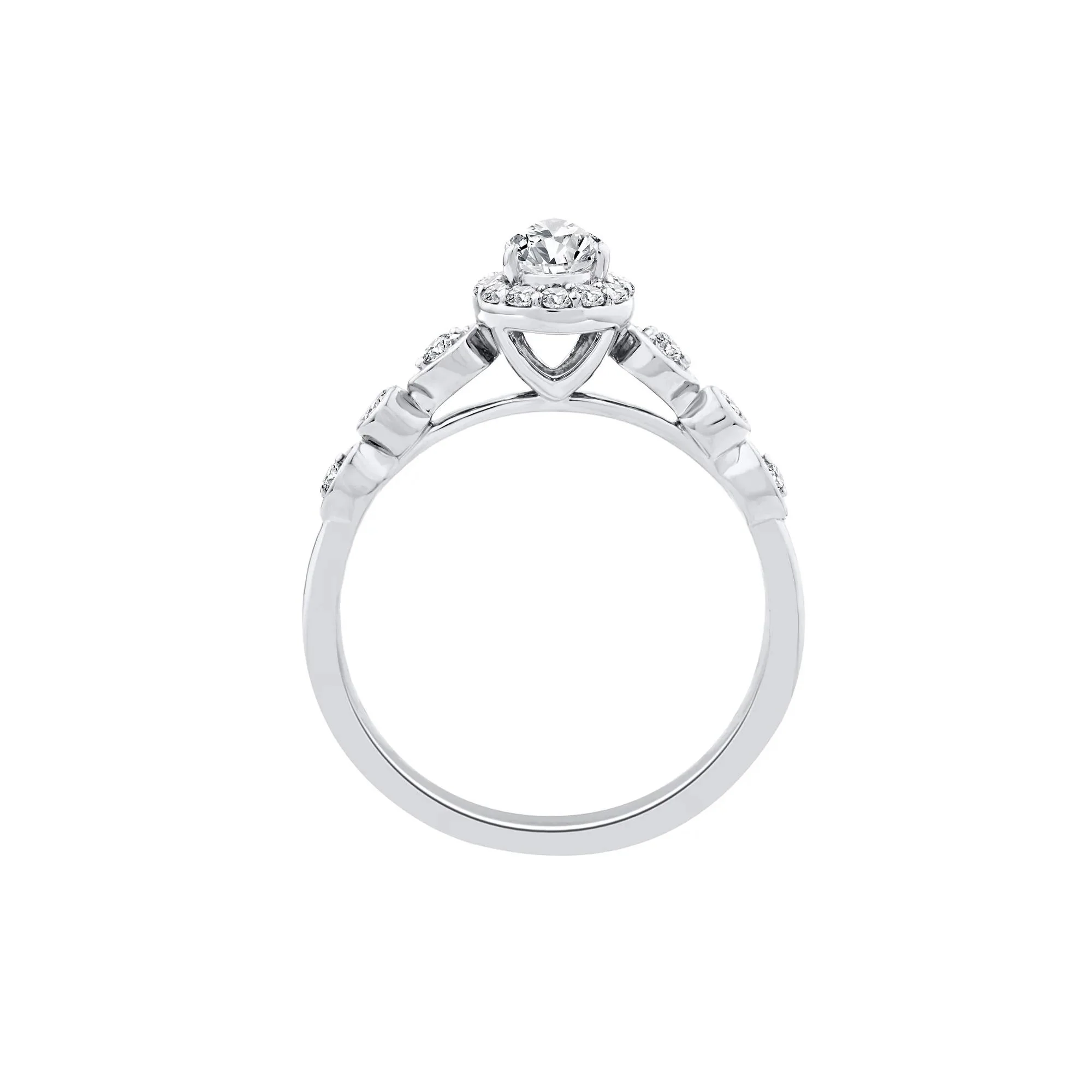 1/2 CT. Tw. Lab Grown Diamond Pear Promise Ring 10K White Gold Size 6 1mm - Image 2