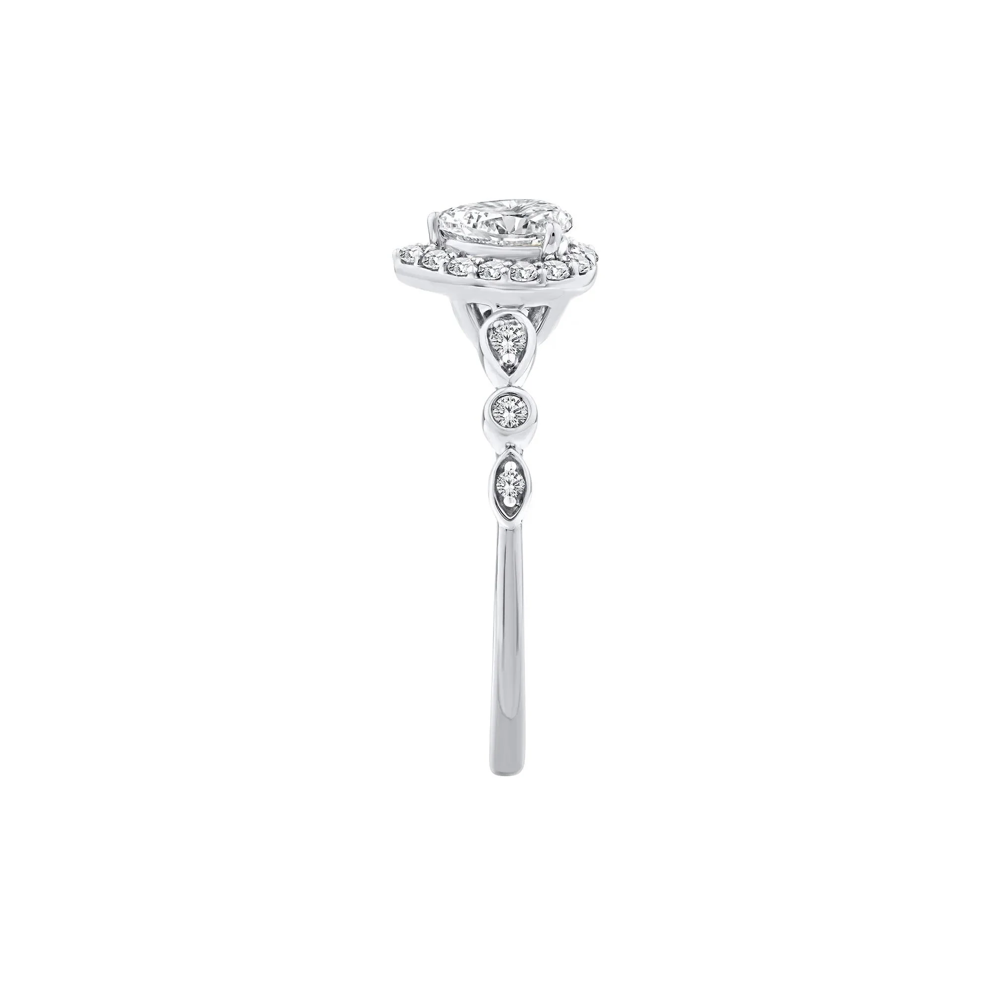 1/2 CT. Tw. Lab Grown Diamond Pear Promise Ring 10K White Gold Size 6.5 1mm - Image 3