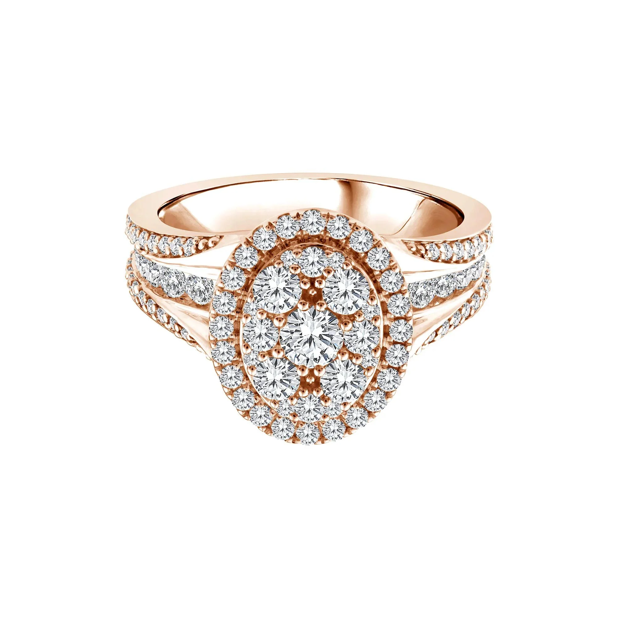 1/2 CT. Tw. Diamond Composite Engagement Ring 10K Rose Gold Round Brilliant Cut Size 6.5