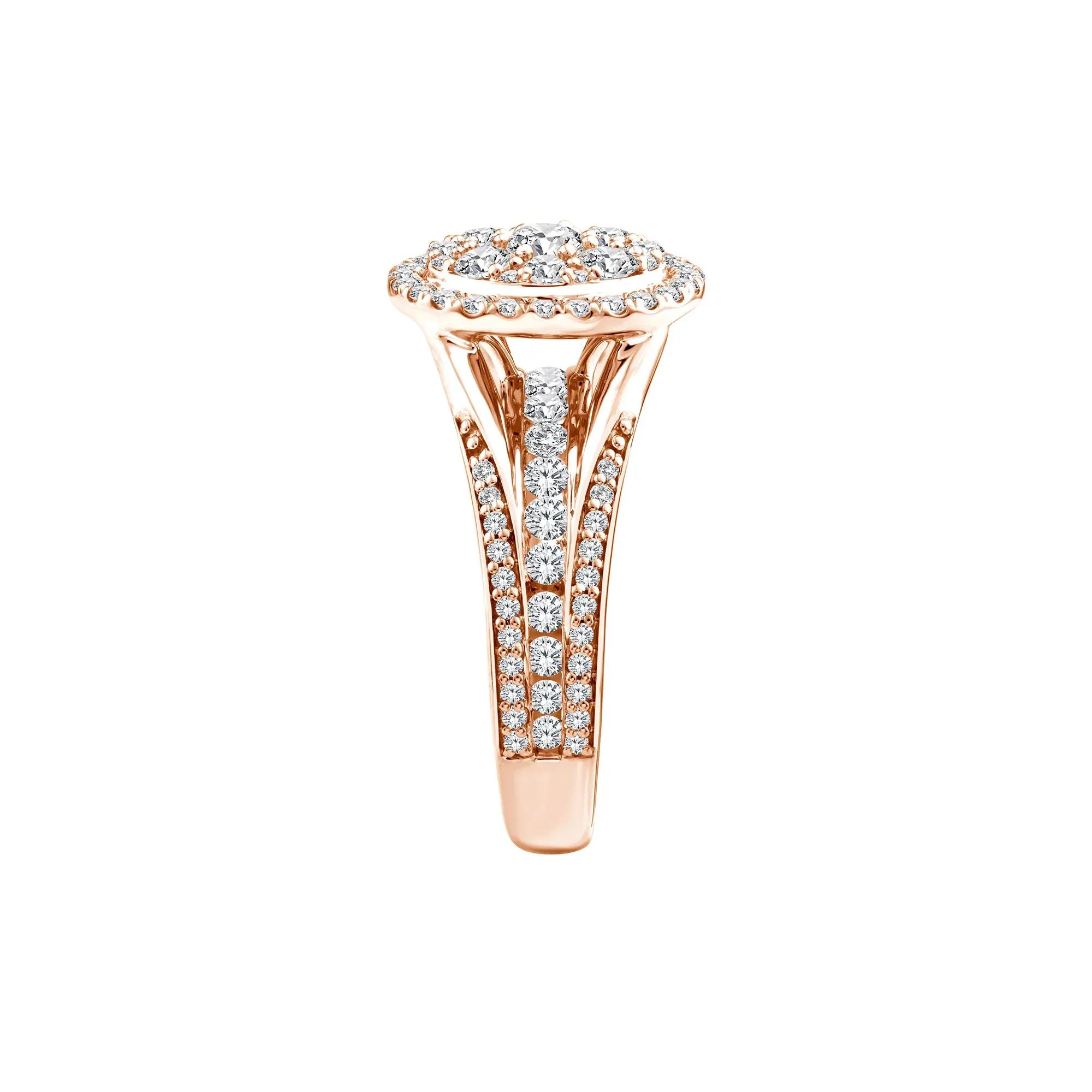 1/2 CT. Tw. Diamond Composite Engagement Ring 10K Rose Gold Round Brilliant Cut Size 7.5 - Image 3