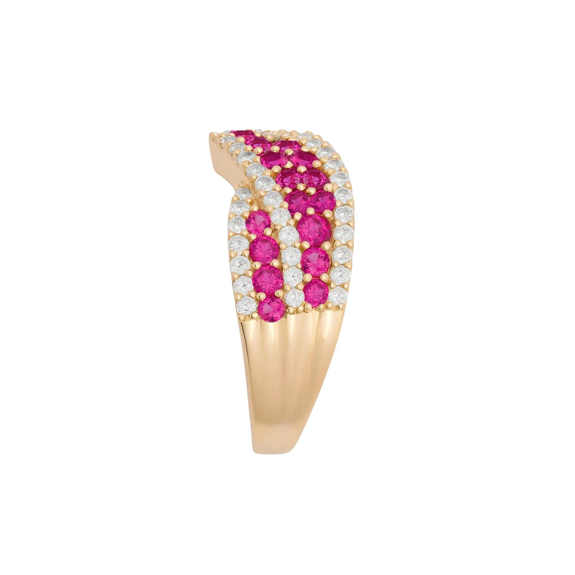 3/8 CT. Tw. Ruby and Diamond Ring 10K Yellow Gold Size 7 1mm - Image 2