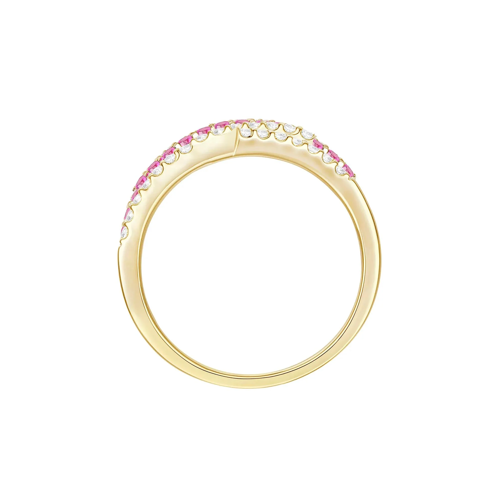 3/8 CT. Tw. Ruby and Diamond Ring 10K Yellow Gold Size 7.5 1mm - Image 3