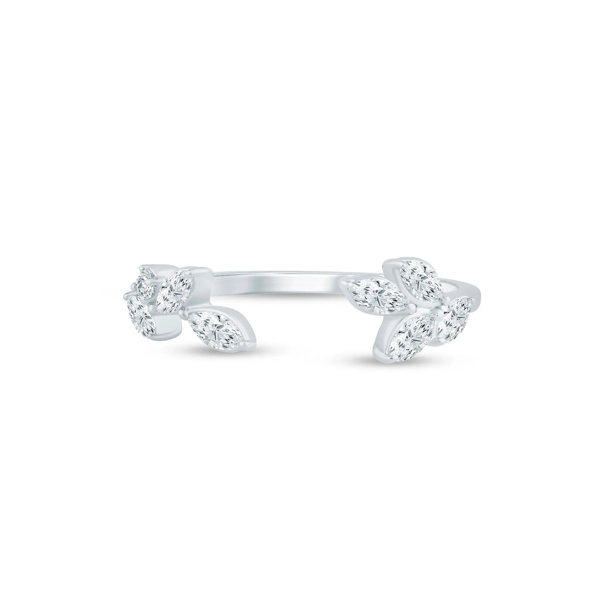 3/8 CT. Tw. Lab Grown Diamond Floral Open Anniversary Band Ring 14K White Gold Size 6.5 1mm
