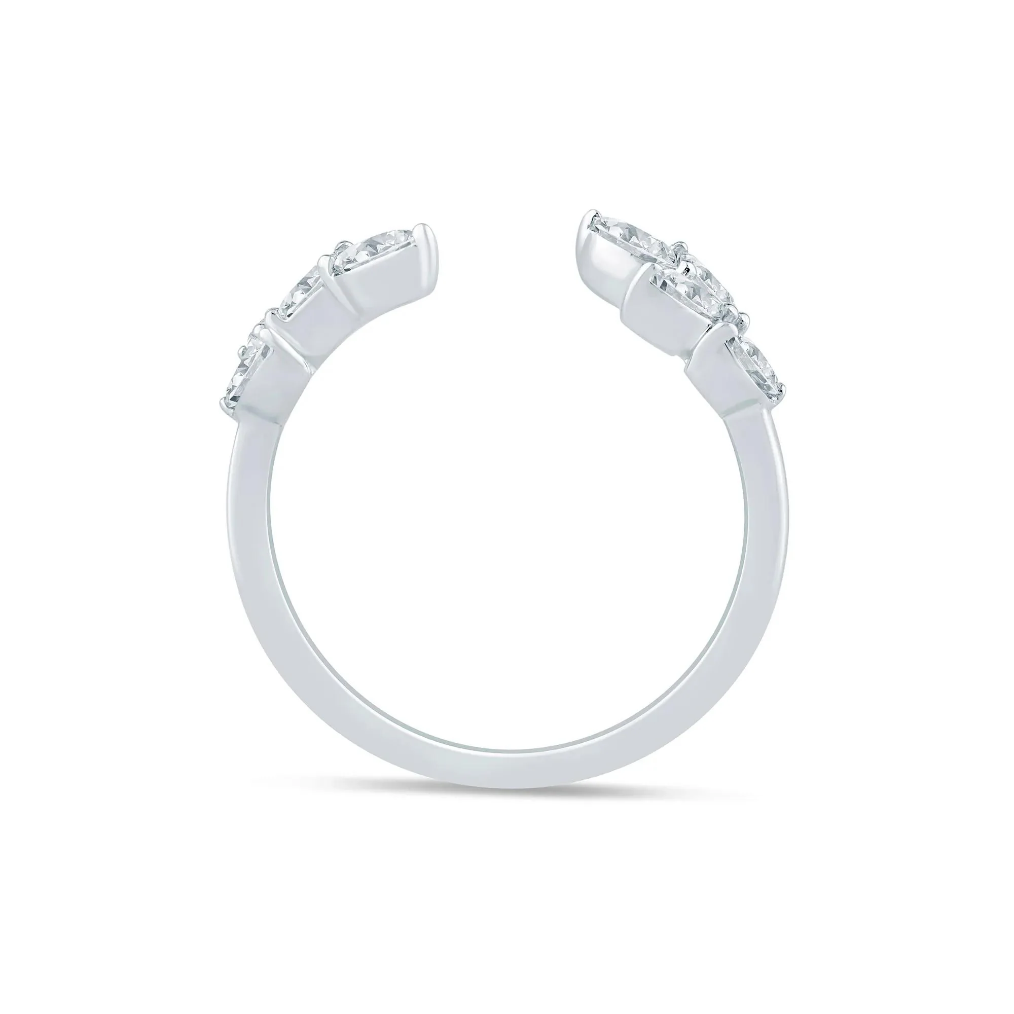 3/8 CT. Tw. Lab Grown Diamond Floral Open Anniversary Band Ring 14K White Gold Size 9 1mm - Image 2