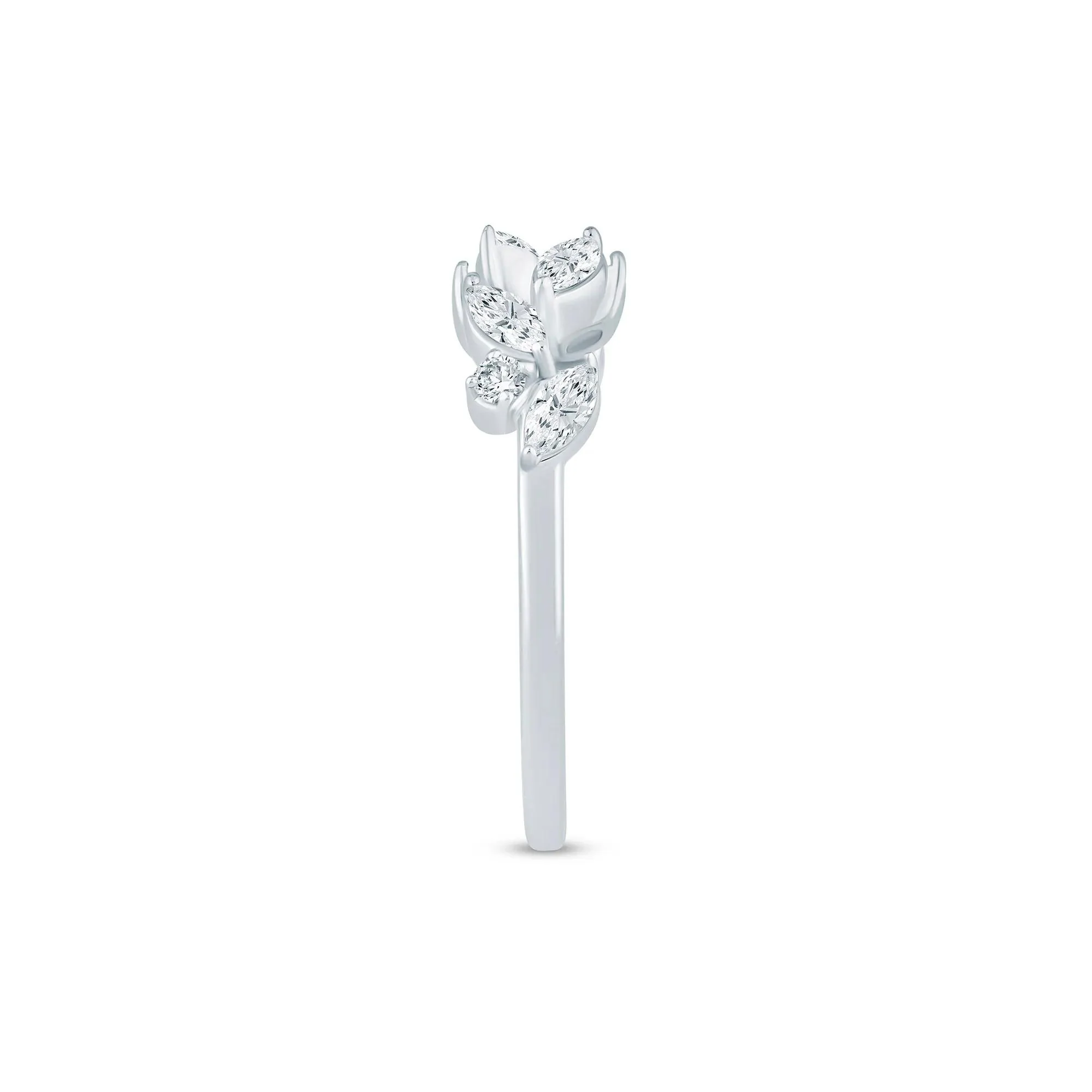 3/8 CT. Tw. Lab Grown Diamond Floral Open Anniversary Band Ring 14K White Gold Size 9 1mm - Image 3